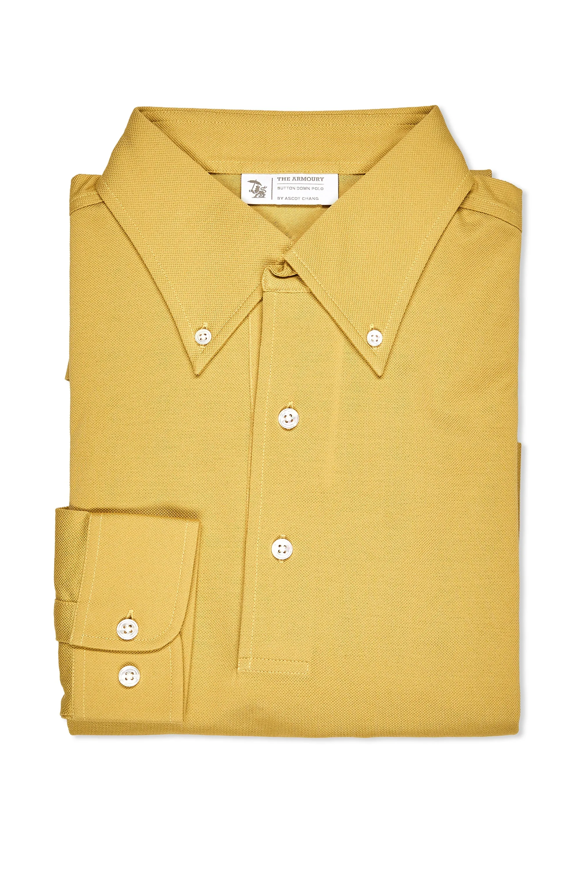 The Armoury Mustard Cotton Long Sleeve Button Down Polo Minimalist Aesthetic Active Design