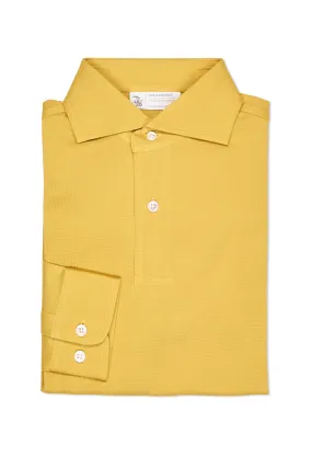 The Armoury Mustard Cotton Long Sleeve Spread Collar Polo Midweight Textile