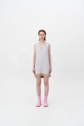Sleek Touch Beachwear THEBE MIXED CABLE KNIT TANK DRESS