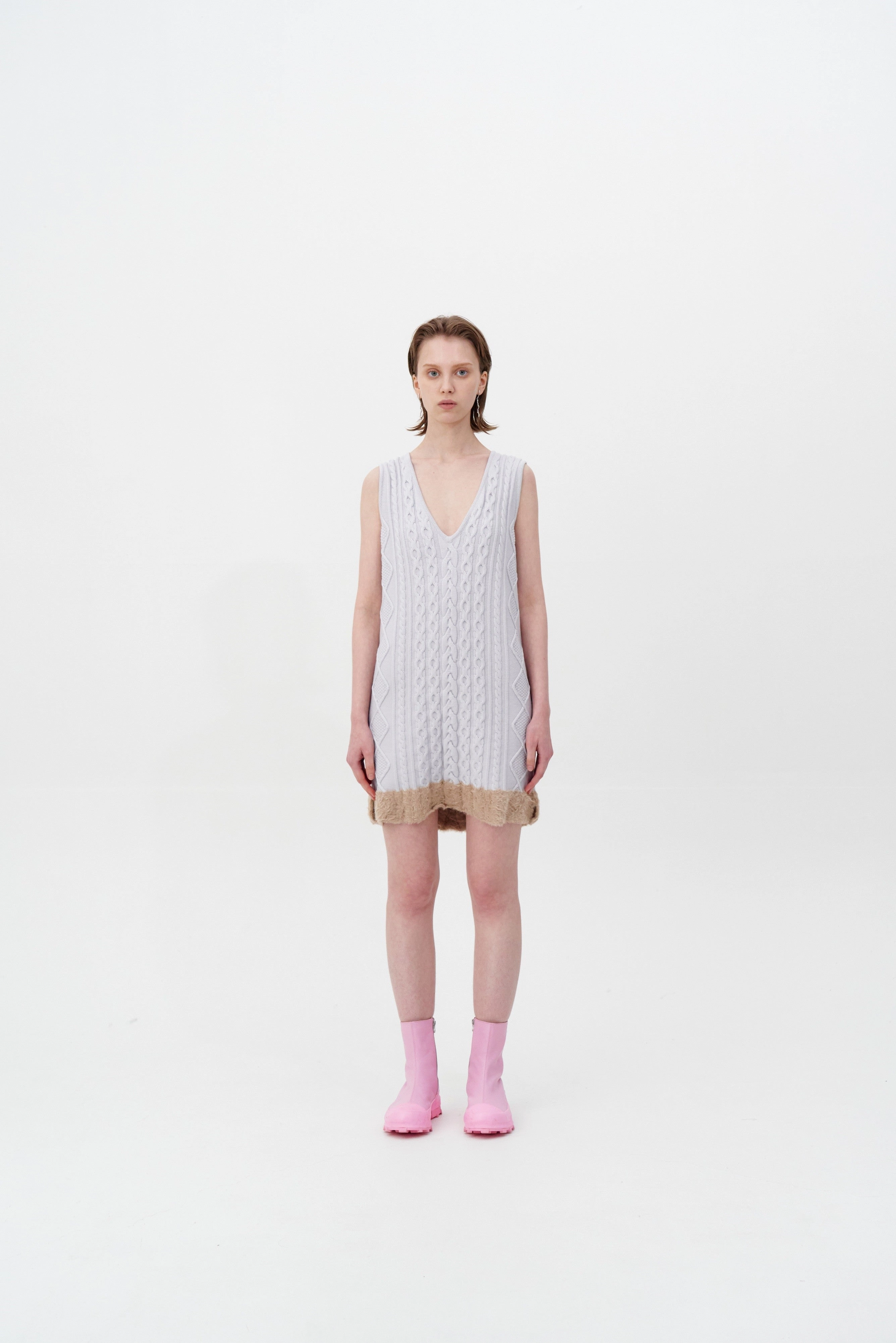 Sleek Touch Beachwear THEBE MIXED CABLE KNIT TANK DRESS