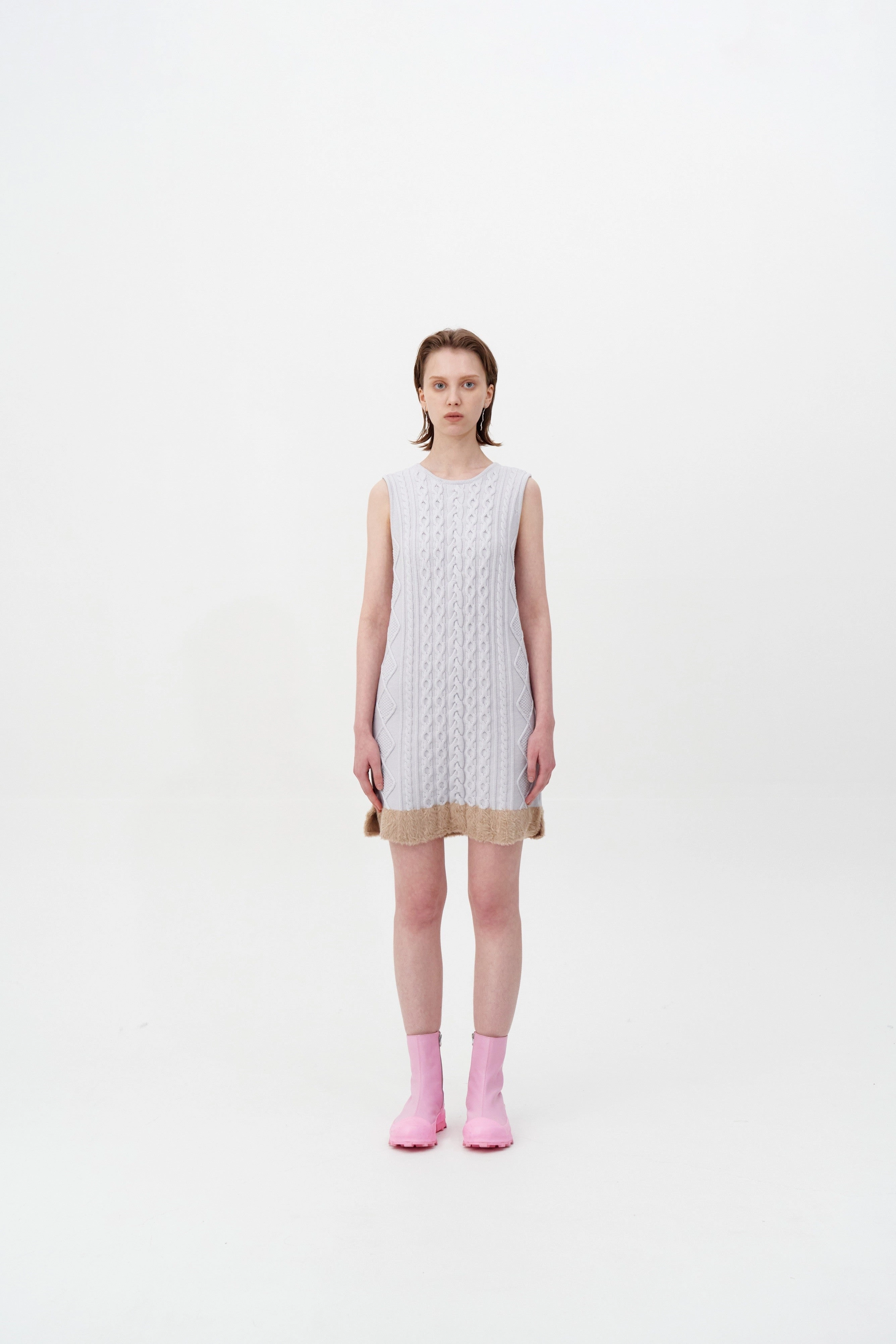 Seasonal Fit Layered Movement THEBE MIXED CABLE KNIT TANK DRESS