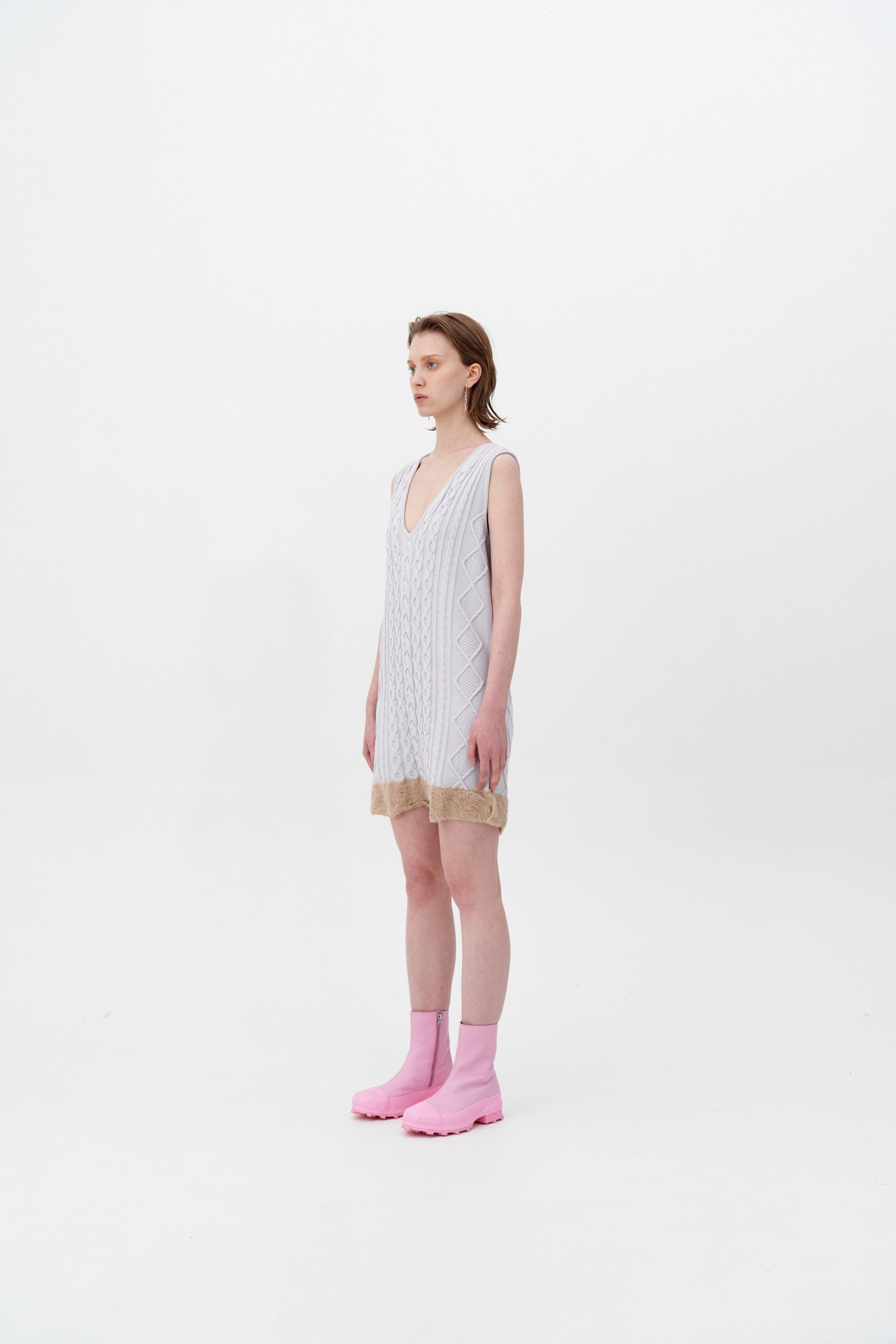 Urban Touch Elegant knee-length dress THEBE MIXED CABLE KNIT TANK DRESS