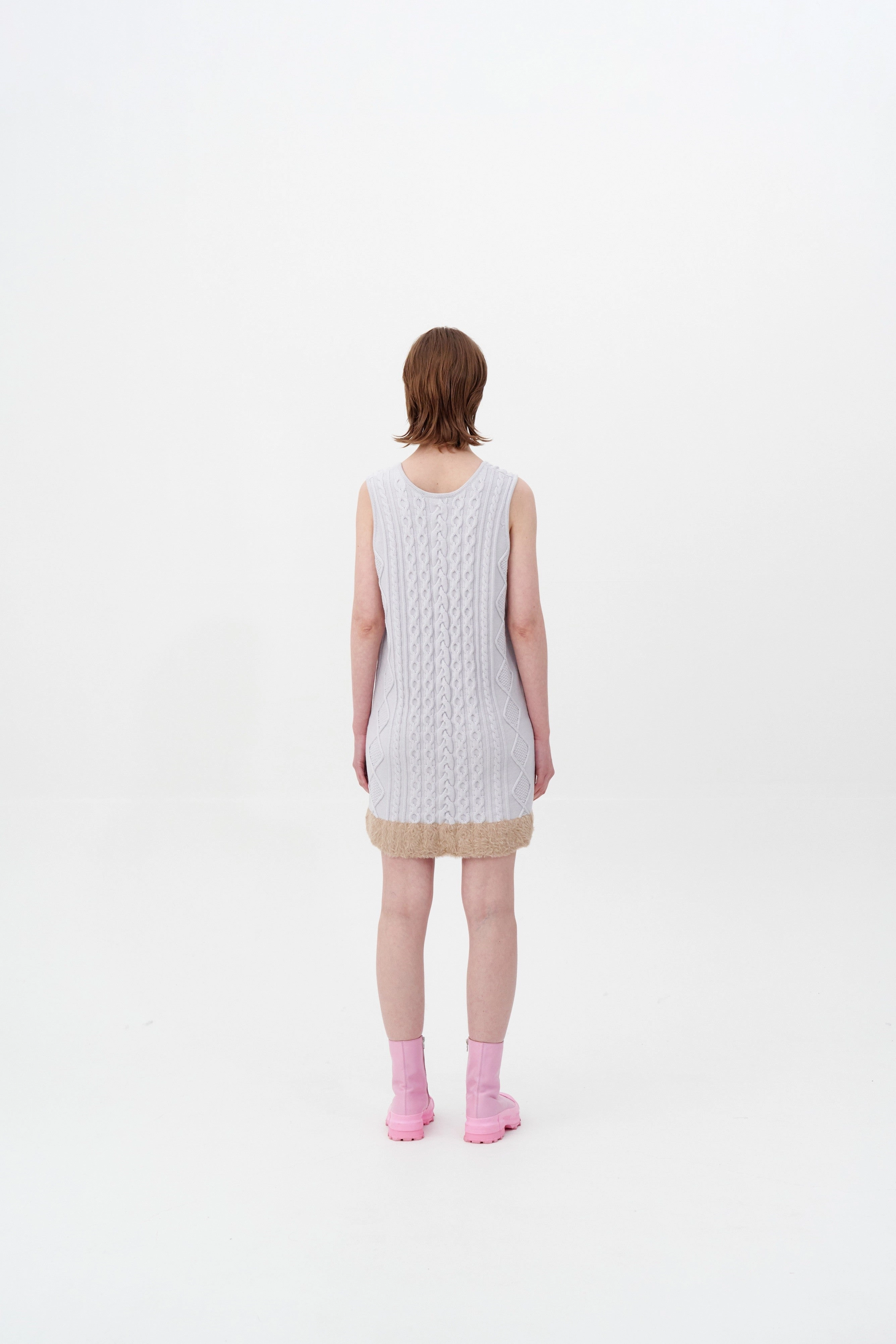 THEBE MIXED CABLE KNIT TANK DRESS Calm Texture