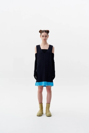 THEBE MIXED CABLE KNIT TANK DRESS Unlined Look