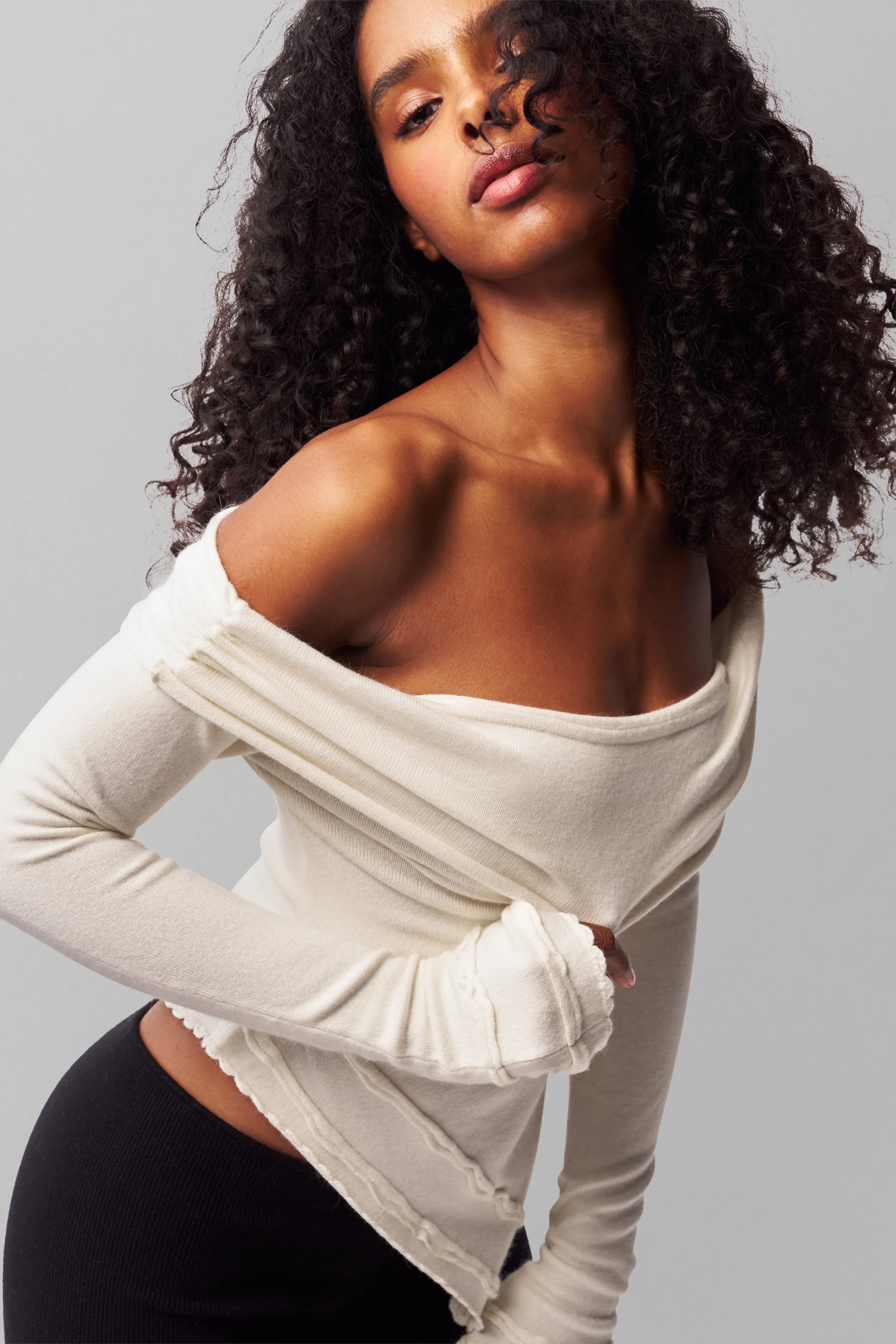 Soler Fold Over Knit Top Cozy Knit Design