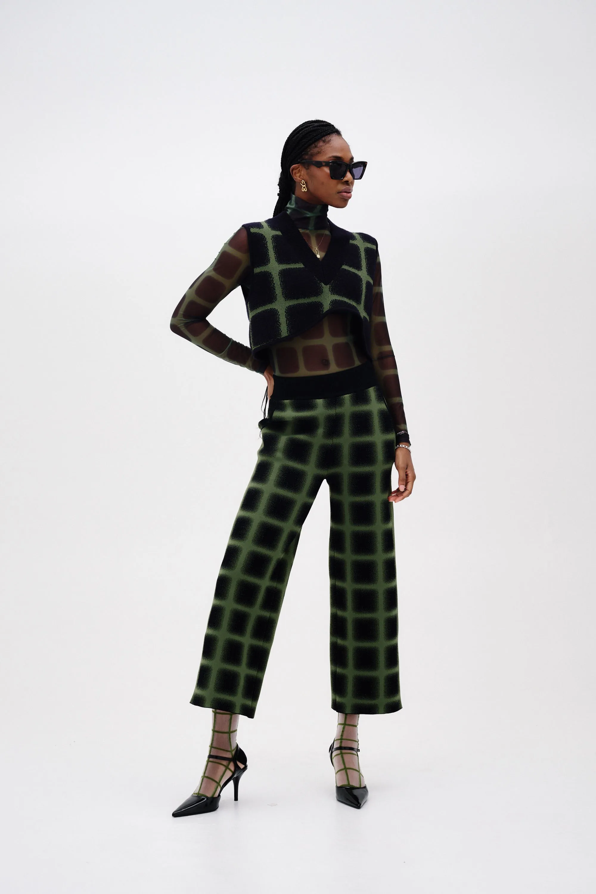 THYME WIDE LEG CROPPED PANTS Flexible Gusset