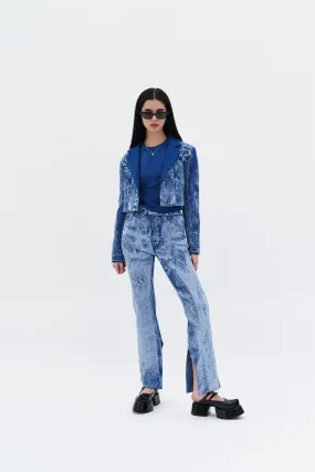 TOBY SKINNY FAKE DENIM PANTS WITH SLIT Street Inspired Tailored Wear