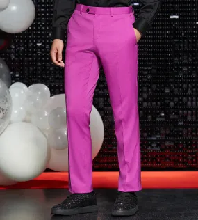 MoistureWickingLining Non Binding Cuffs Slim Fit Bright Purple Solid Suit Pants