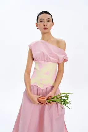 LEAH MIXED MEDIA MIDI DRESS Romance Glow