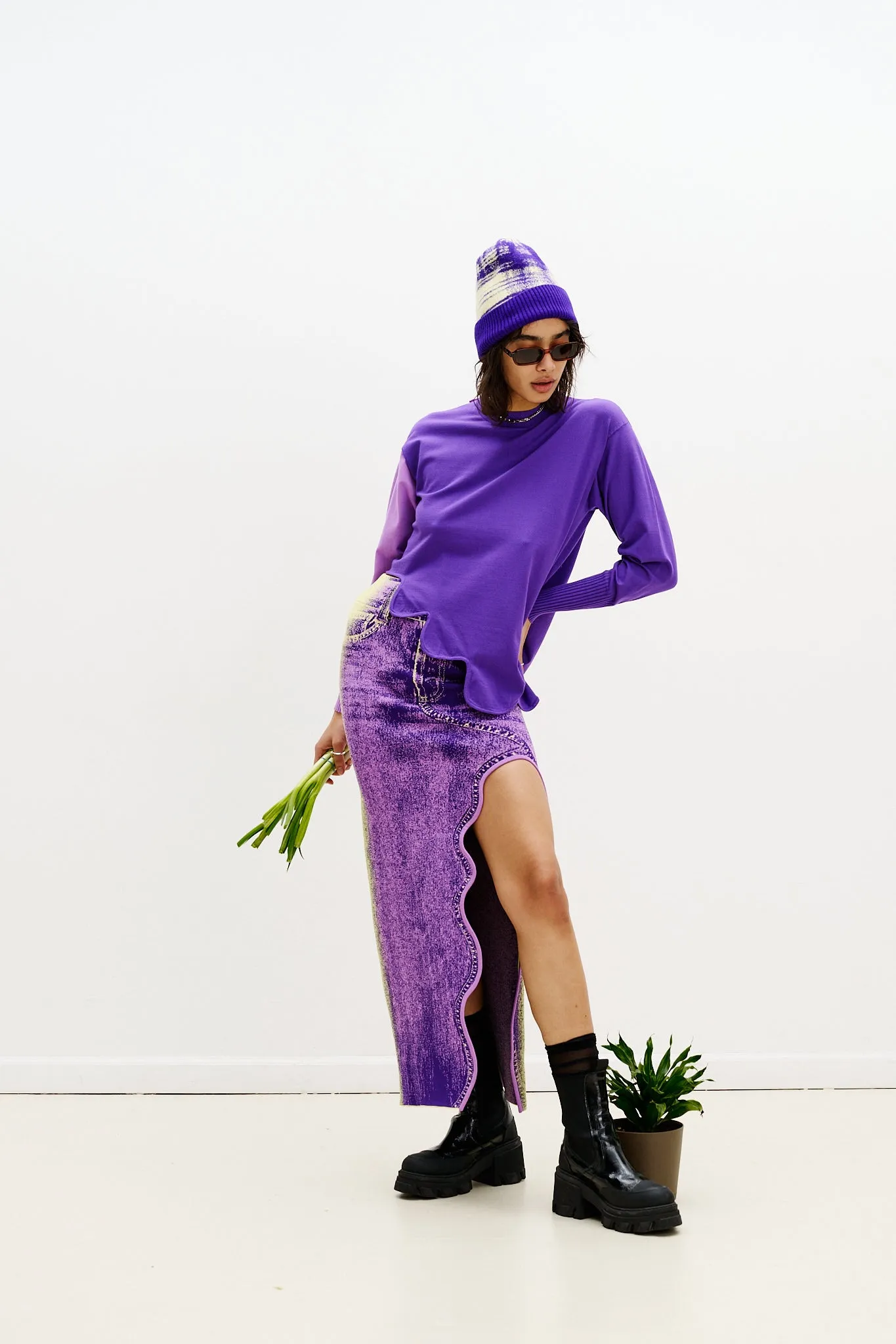 LILY WAVY MIDI DENIM SKIRT Weekend Wear