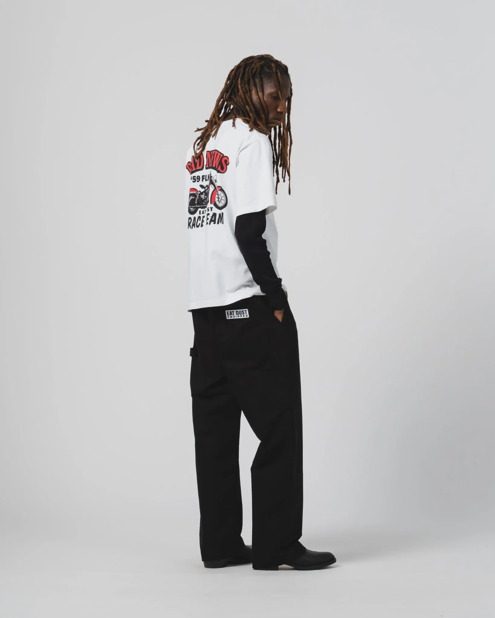 Subtle Logo Placement Bad News Tee Open End White