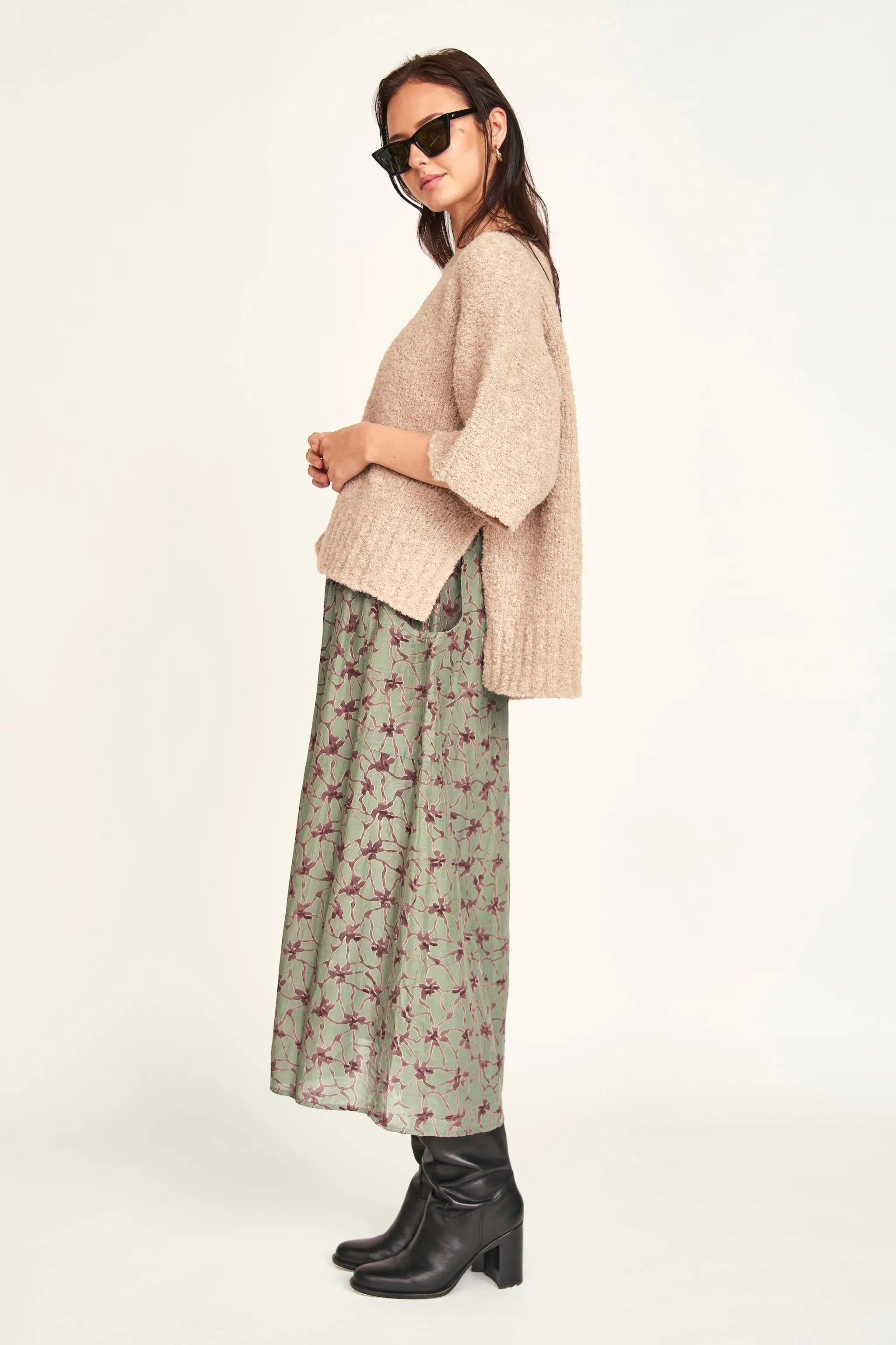 Layering Comfort Mirth Fez Boucle Top in Graham Cracker