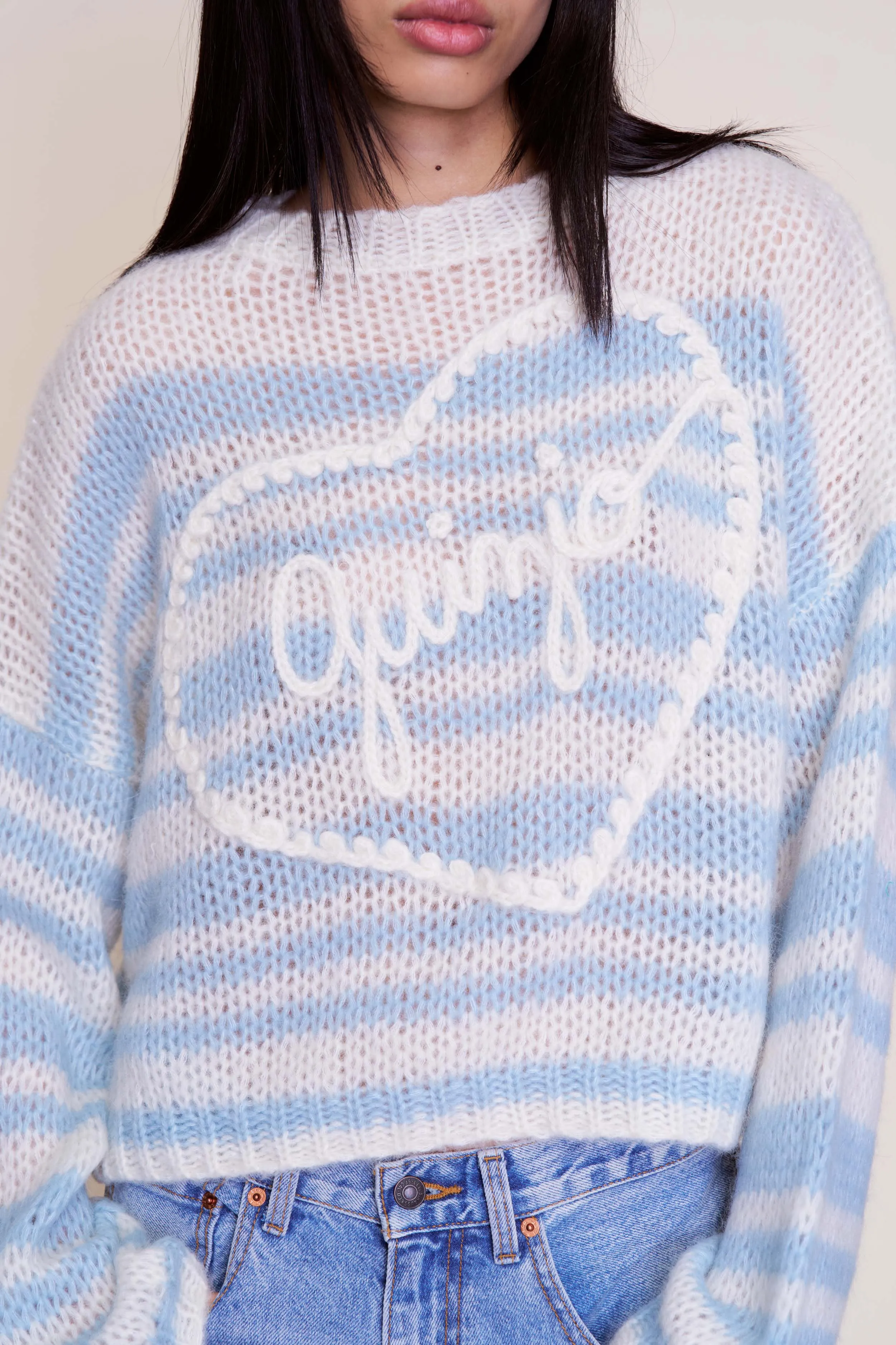 Soft and Elegant Guizio Mohair-Blend Heart Sweater