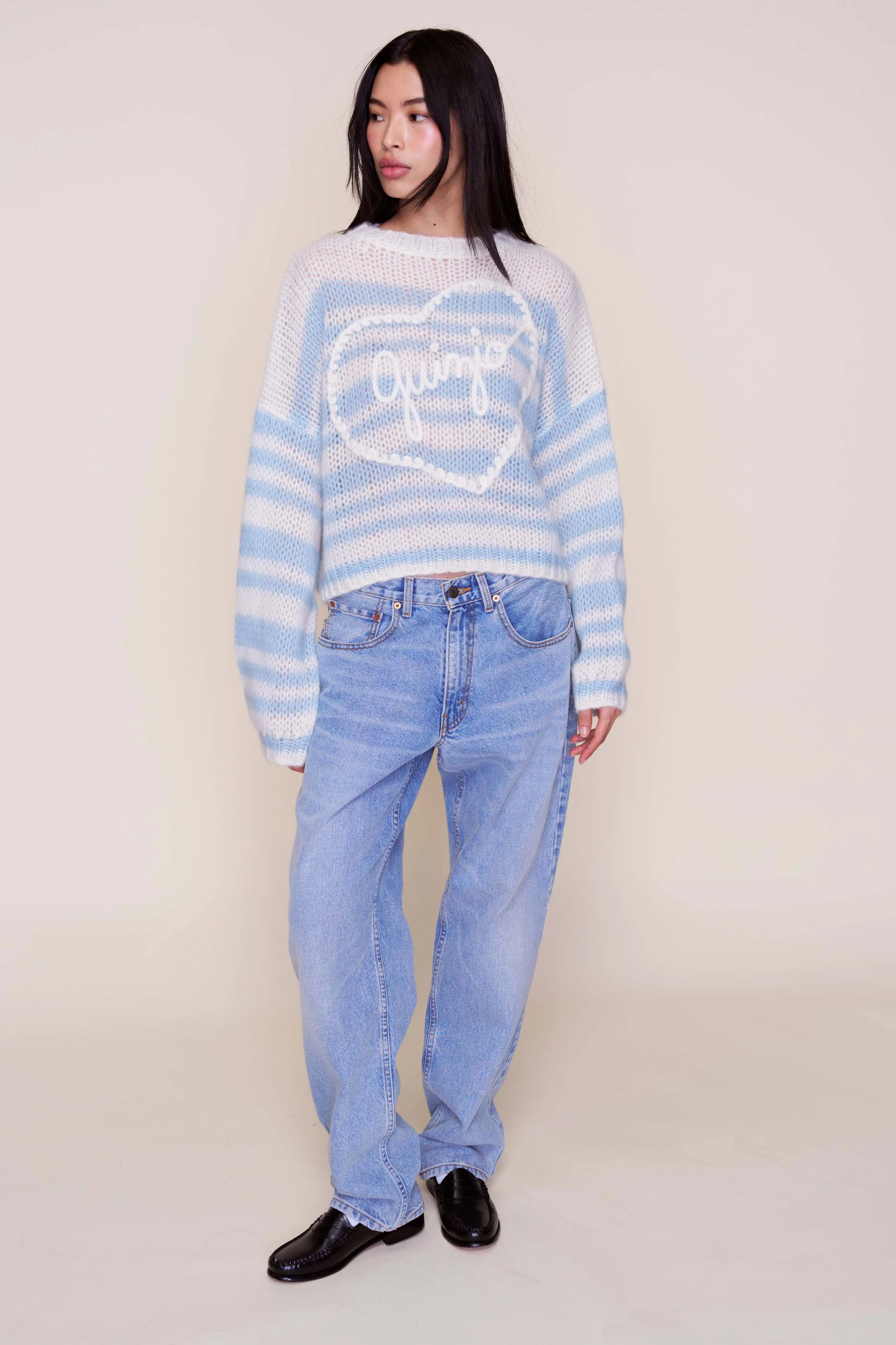 Comfort Flex Fit Cozy Fabric Guizio Mohair-Blend Heart Sweater