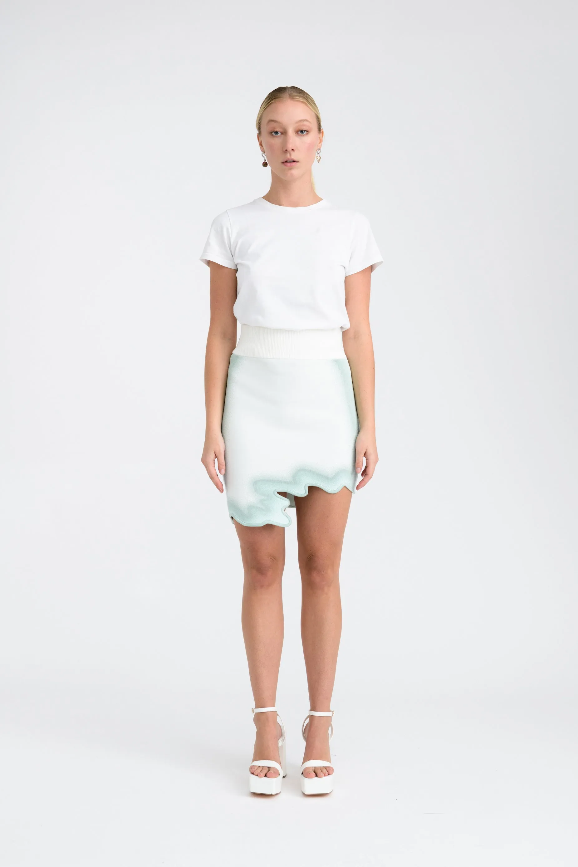 Feminine Cut Bi Stretch Fabric NOVA WAVY MINI SKIRT