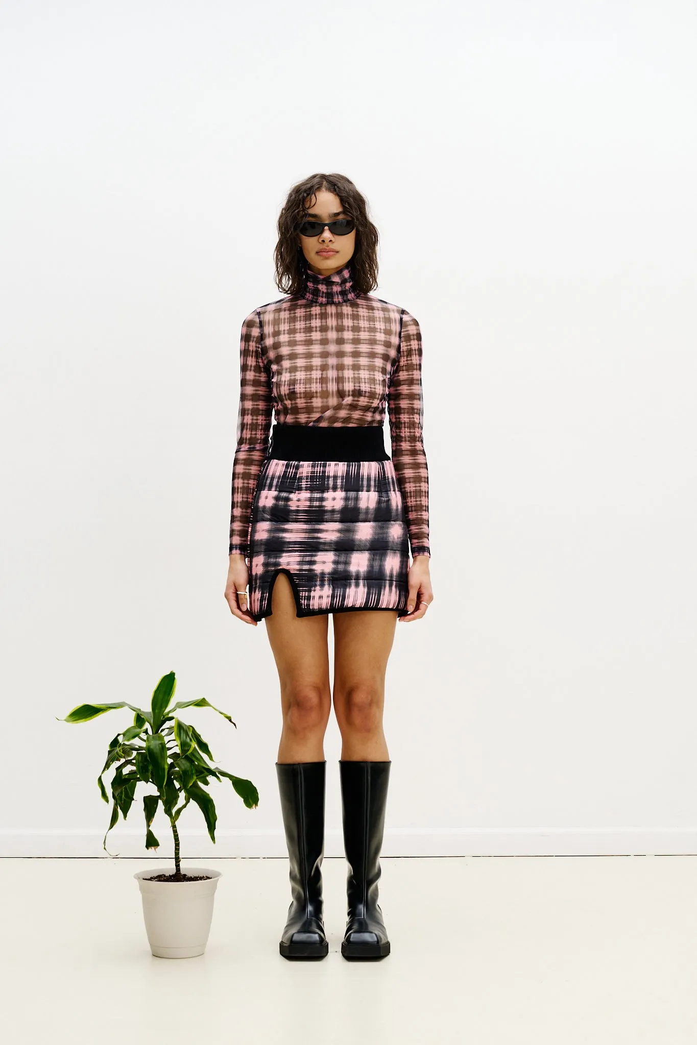 RHODA REVERSIBLE QUILTED SKIRT Ripstop Texture