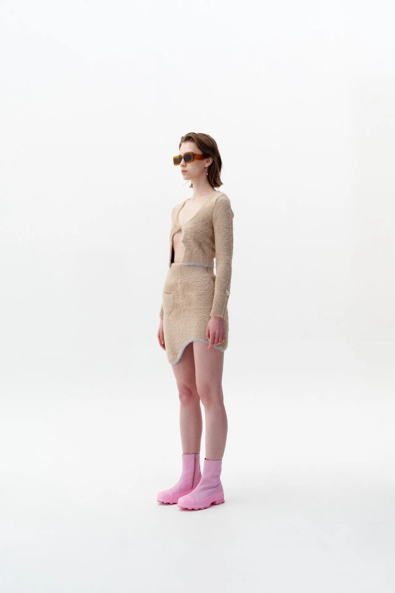 Minimalist Aesthetic EUROPA ECO FAUX FUR CROPPED CARDIGAN