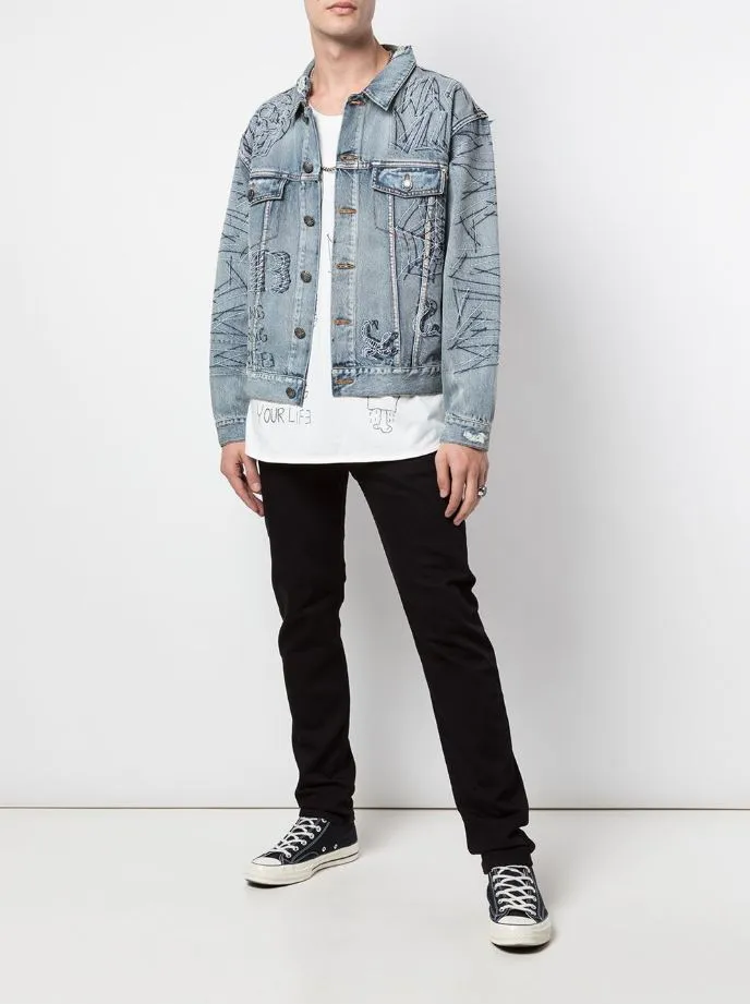 Fit For Daily Multi Layer Construction TATTED HACULLA DENIM JACKET BLUE WASH