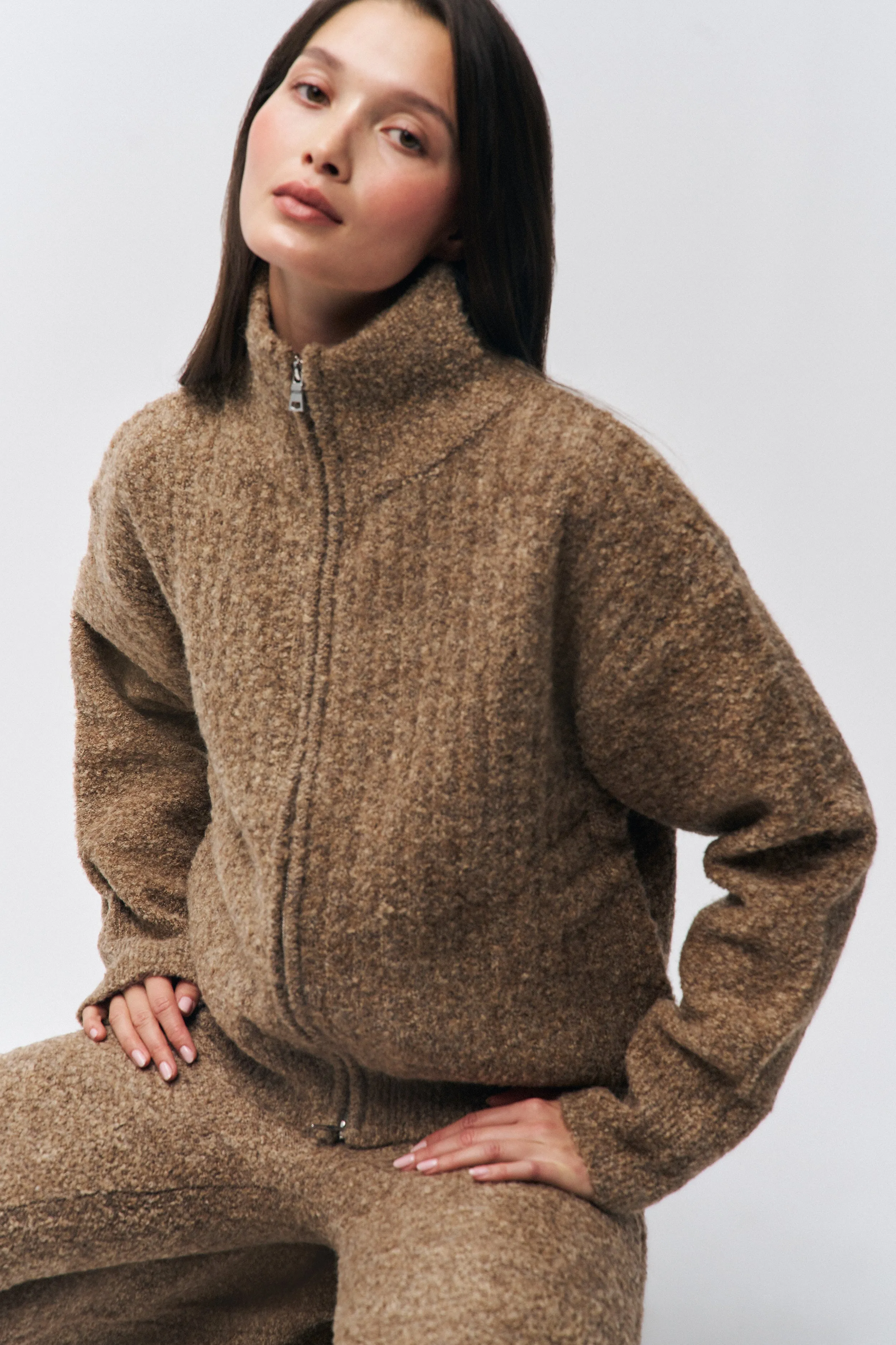 Perfect Wear Flex Knit Ribbing Mila Zip Up