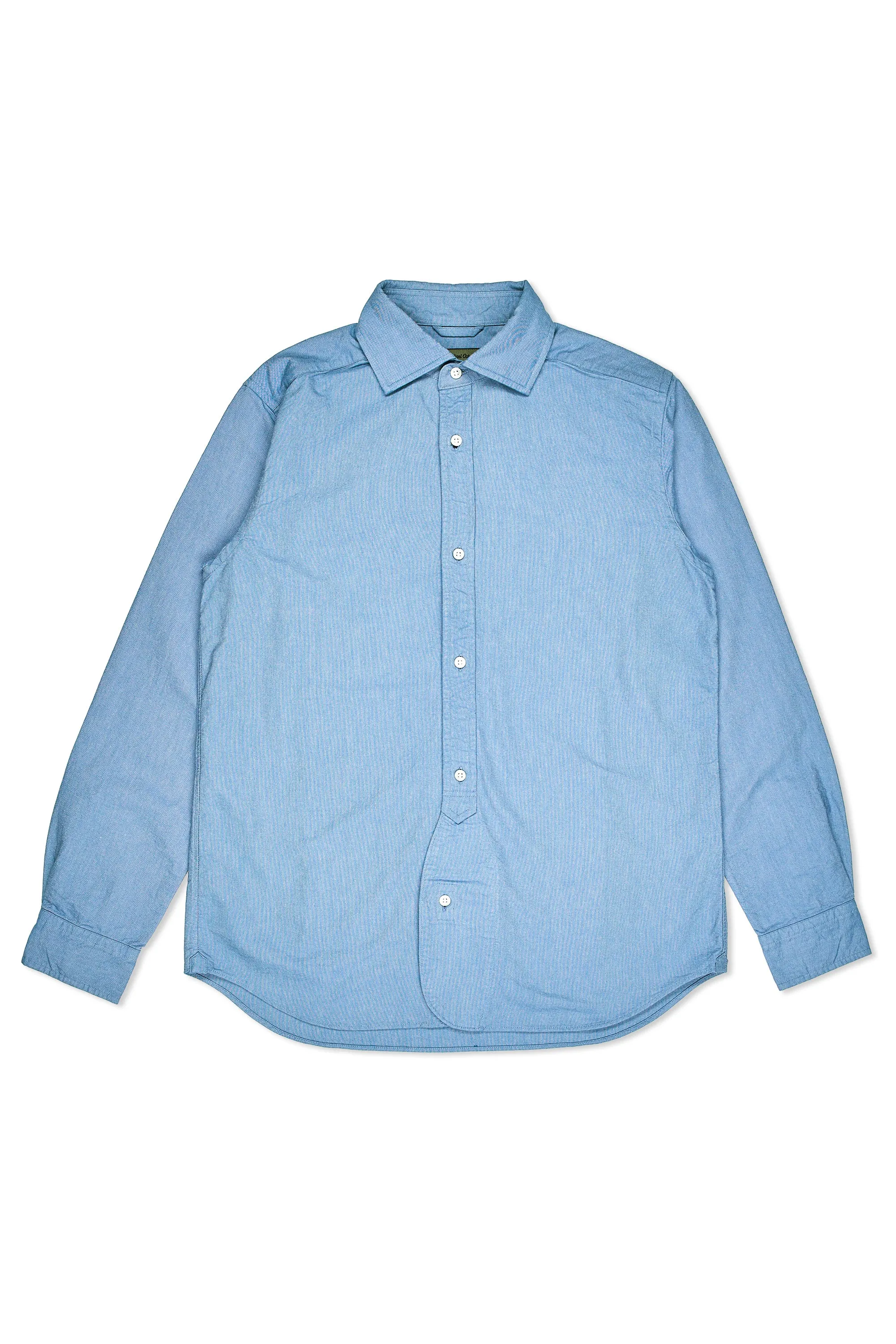 Vintage Wash Advanced Moisture Management Nigel Cabourn Saxe Blue Cotton British Officers Shirt