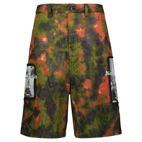 Relaxed Look UP IN FLAMES SHORTS GREEN/ORANGE JACQUARD