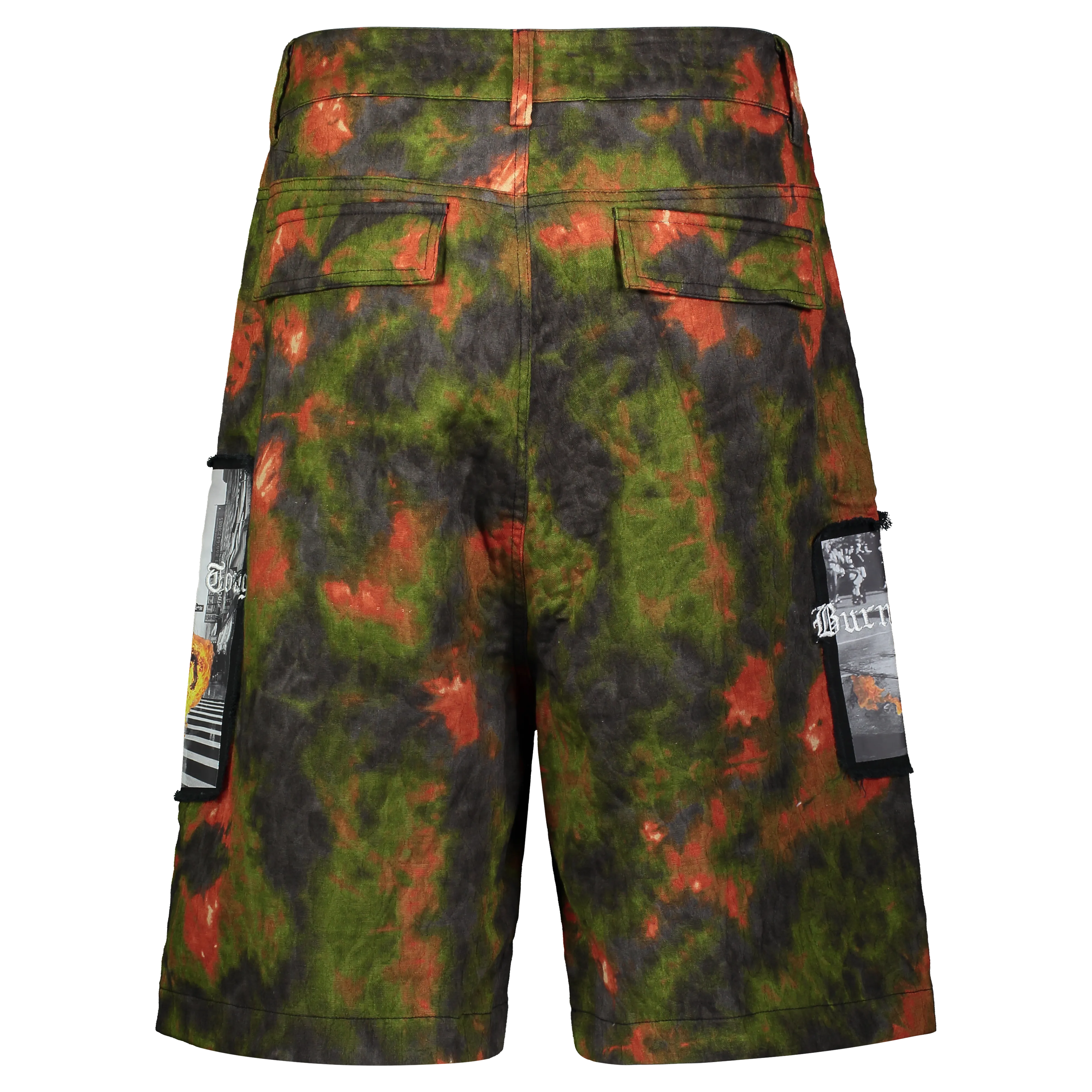 skiing gear UP IN FLAMES SHORTS GREEN/ORANGE JACQUARD