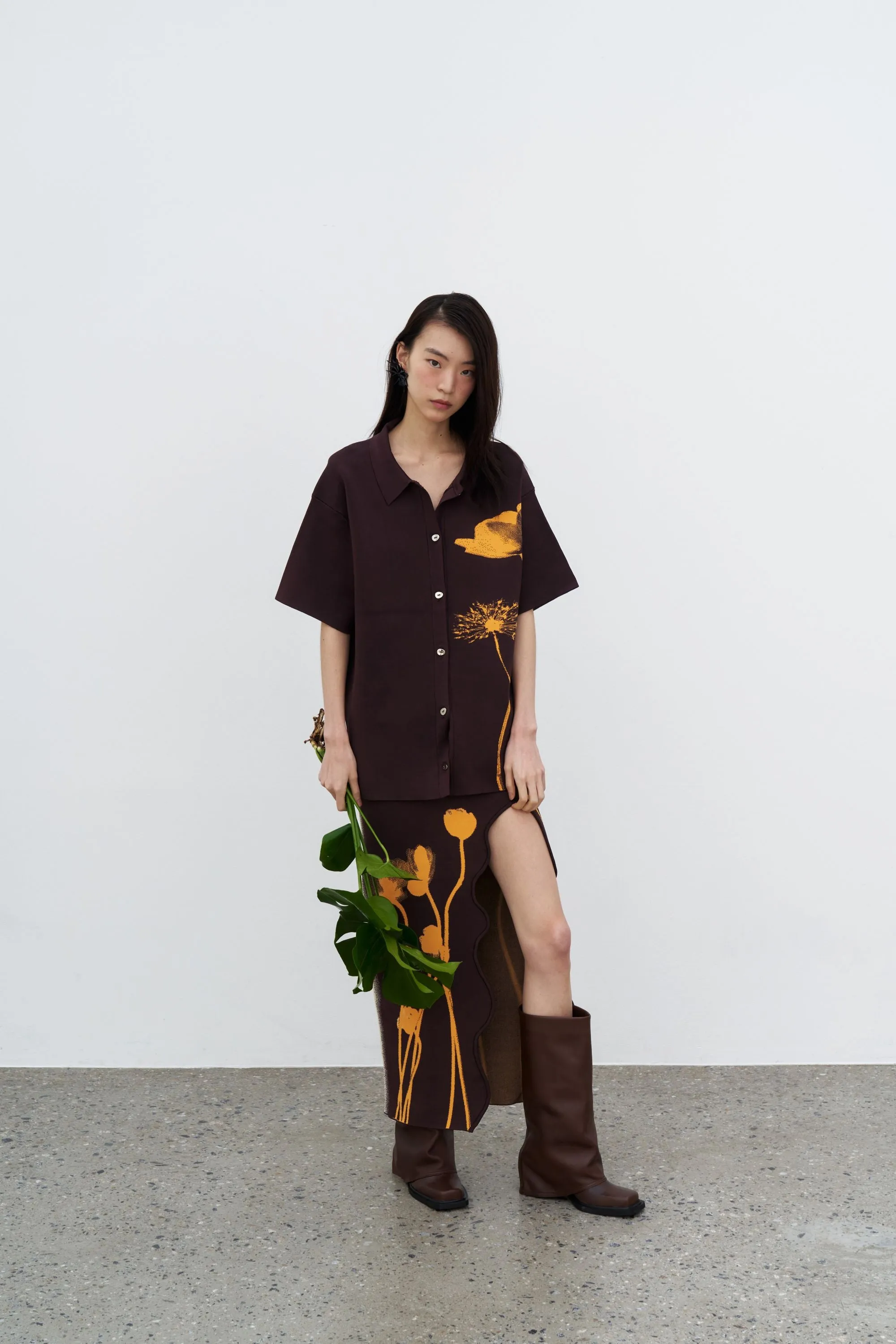 VentilatedBackPanel AMBER FLOWER PRINT OVERSIZED POLO SHIRT