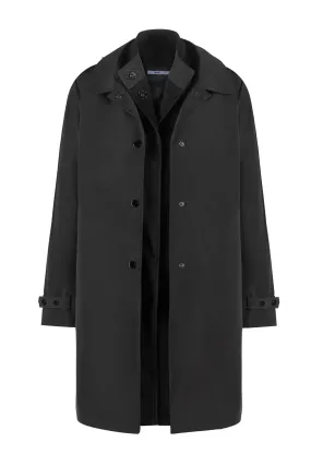 Black Iconic Cashmere Double Coat High Neck Layered Look