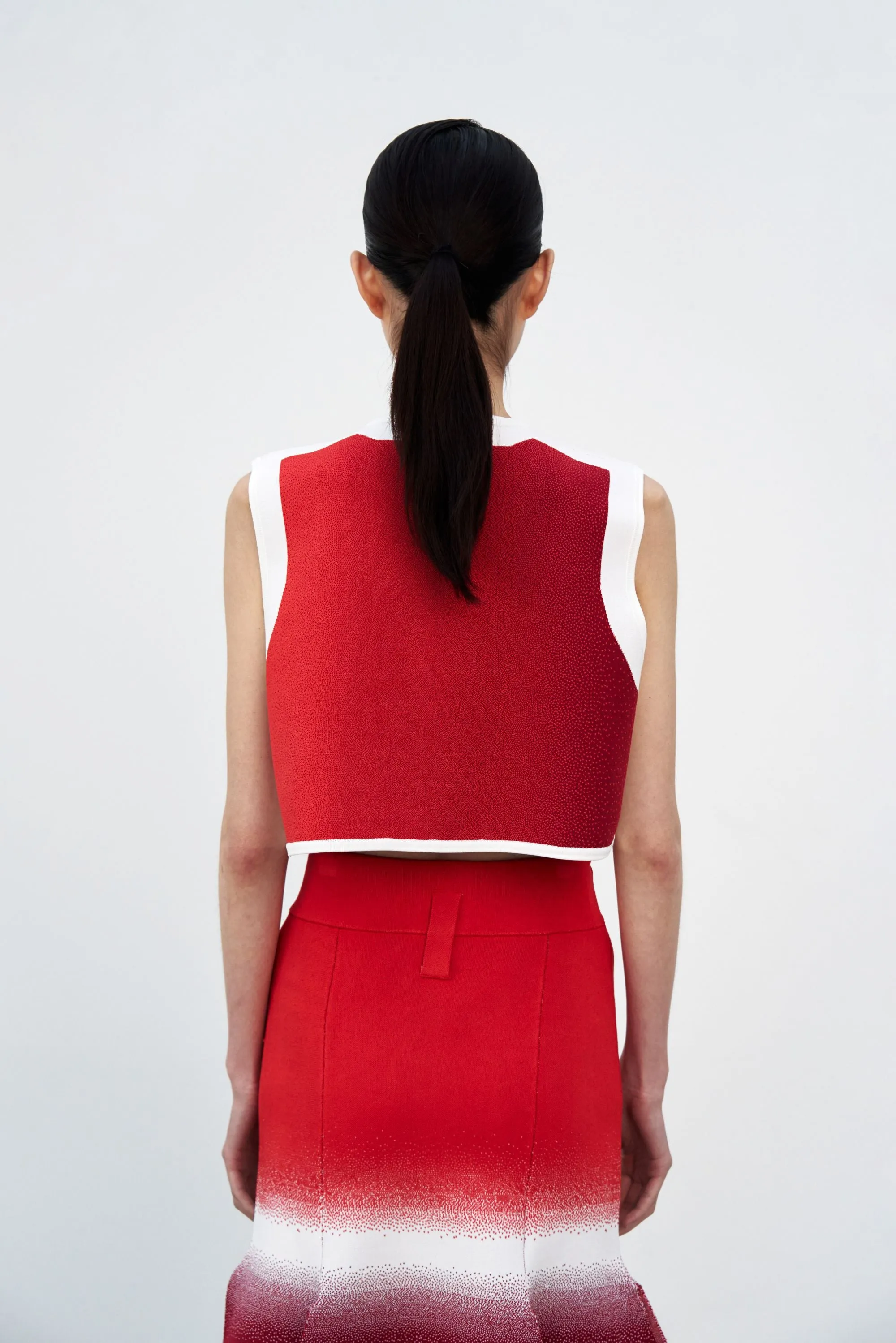 DAHLIA OVERSIZED WAVY CROP TOP Distressed Texture LaserCut Edges