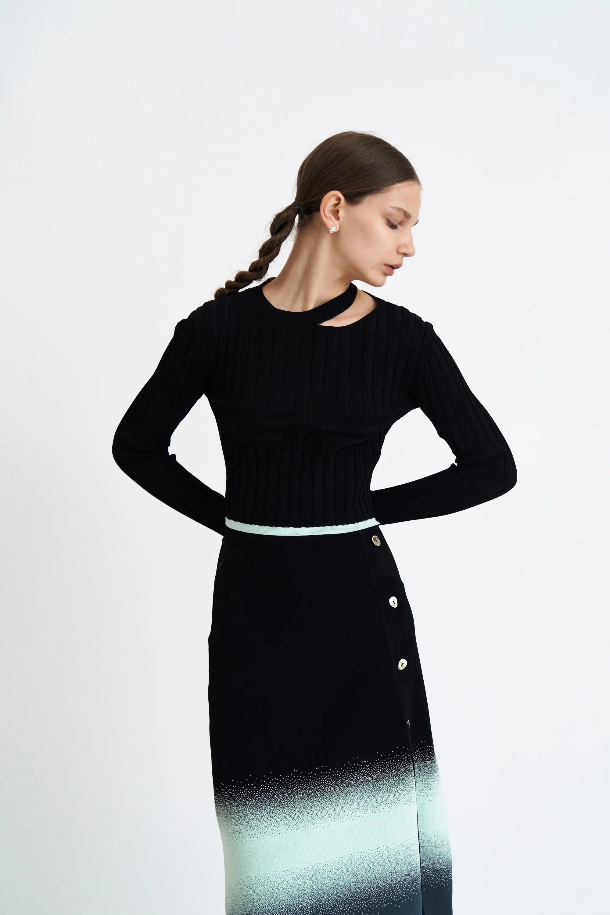 Street Style Double Layered Hem Reinforcement VENUS LONG SLEEVE CROPPED TOP