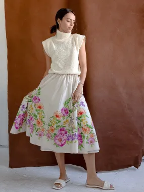 Suede Feel Veronica Floral Midi Skirt