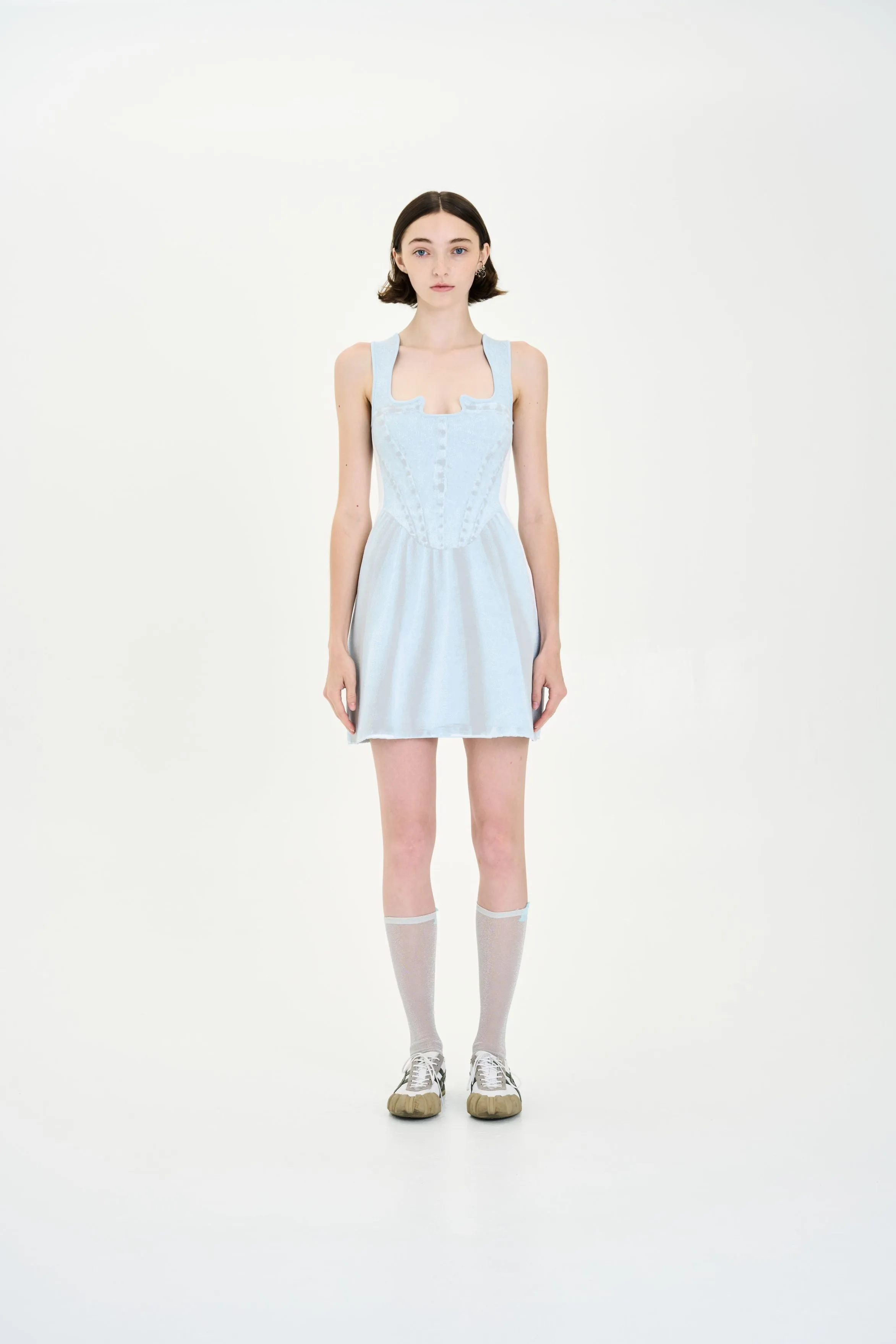 Clean Finish POPPY DENIM PRINT MINI TANK DRESS