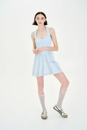 UVProtectiveLayer POPPY DENIM PRINT MINI TANK DRESS