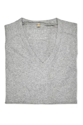 Embroidered Detail Trendsetting Nigel Cabourn Ladies V-Neck Grey T-Shirt