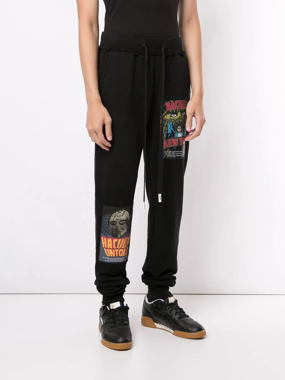 Sleek Waist VINTAGE POSTER KNIT JOGGER BLACK