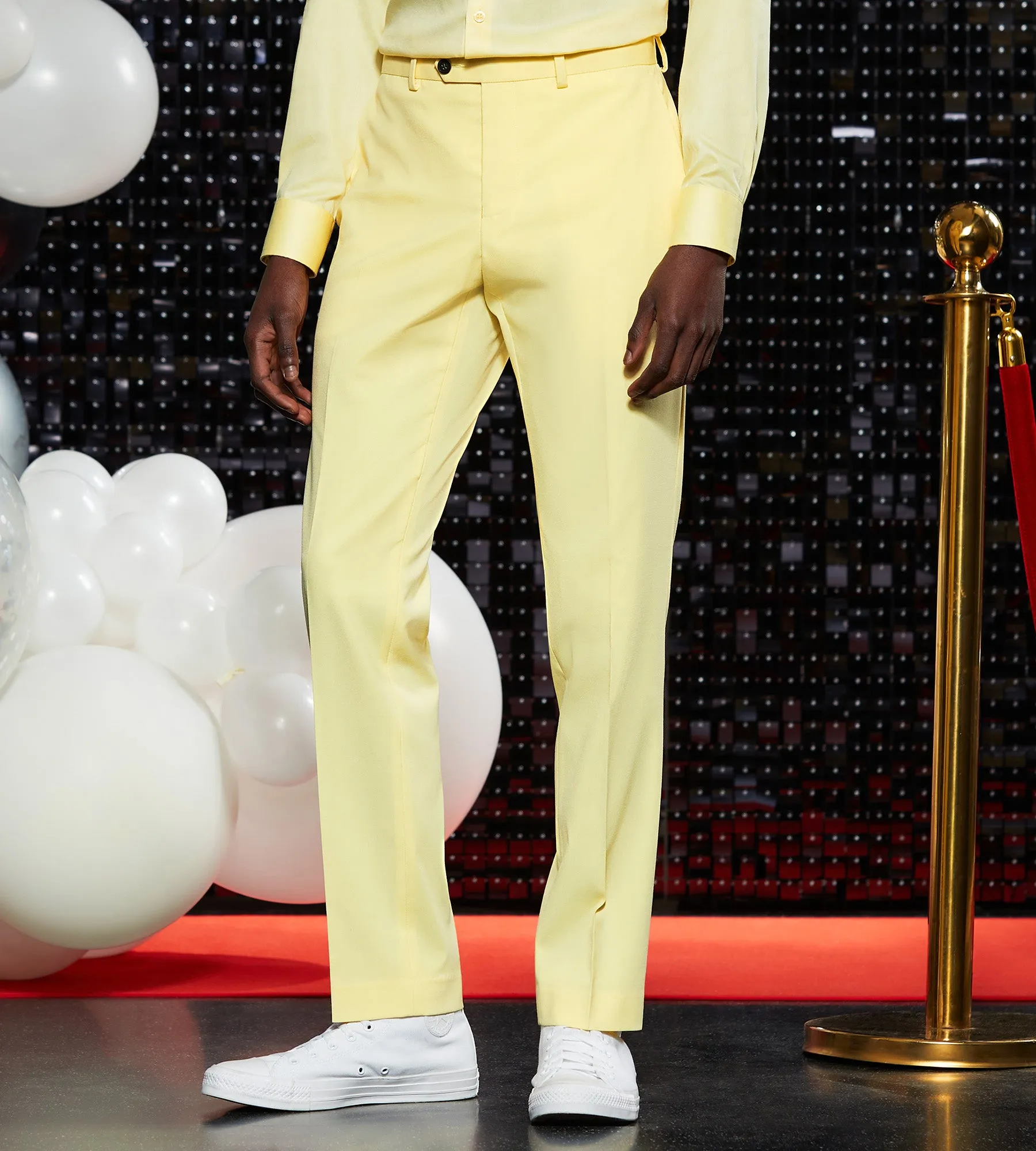Durable Seams Slim Fit Bright Yellow Solid Suit Pants