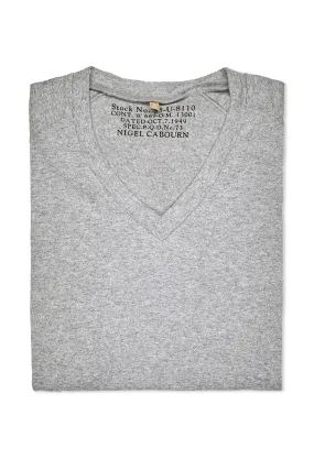 Nigel Cabourn Ladies Grey V-Neck T-Shirt Mountain Retreat Compact Packing