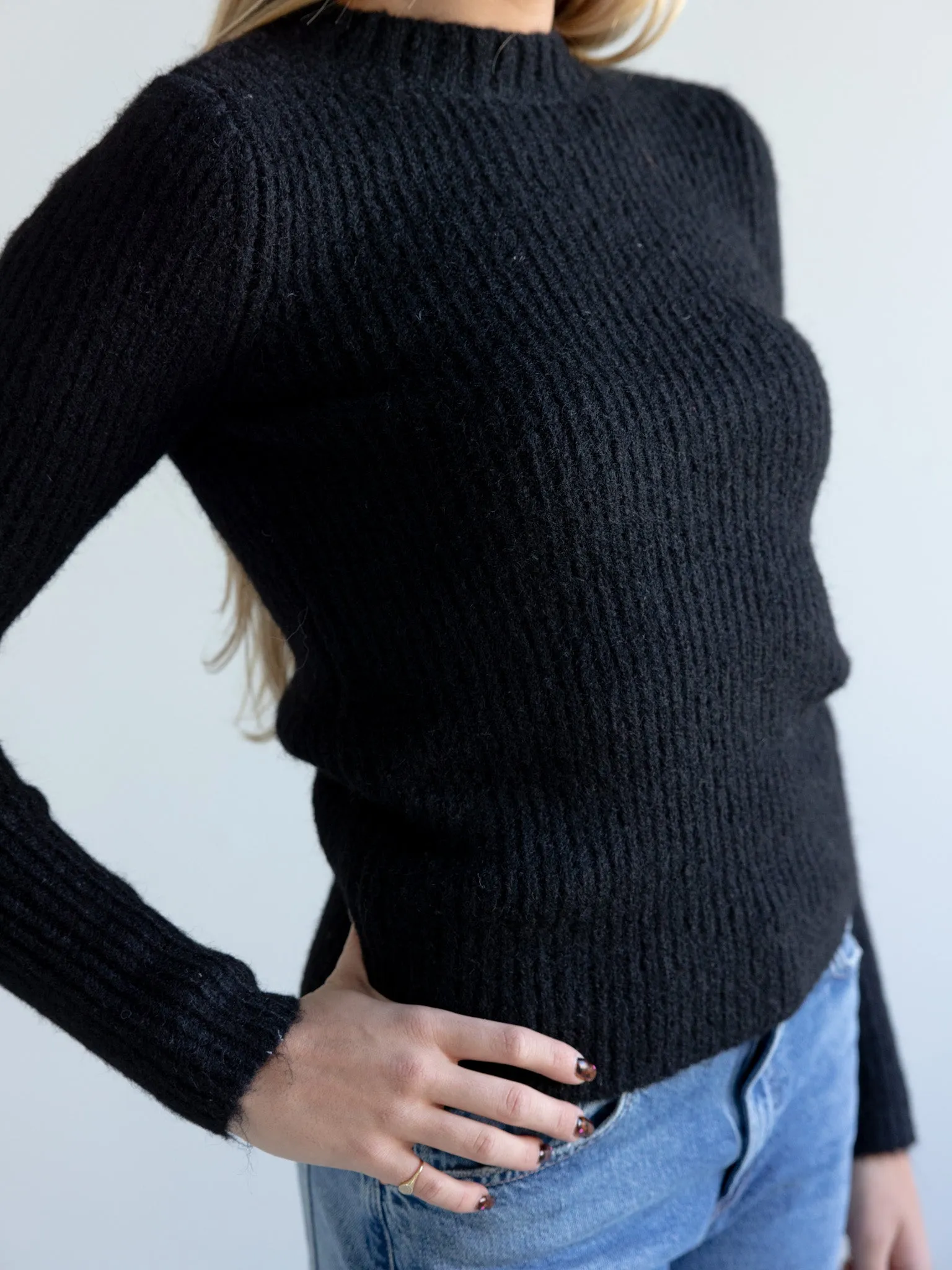 Tatum Ribbed Knit Layered Design Tactile Grid Knit