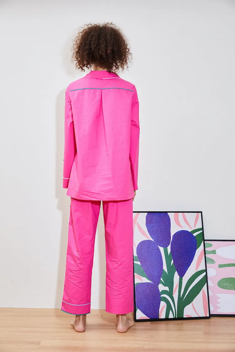 WASABI COTTON PAJAMA SHIRT rose Plus-size option Clean Fit