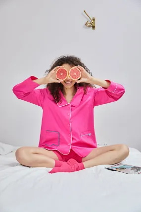 Stain Resistant Weave WASABI COTTON PAJAMA SHIRT rose