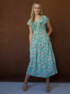 Watercolor Jade Dress Sheer Element Smooth Design