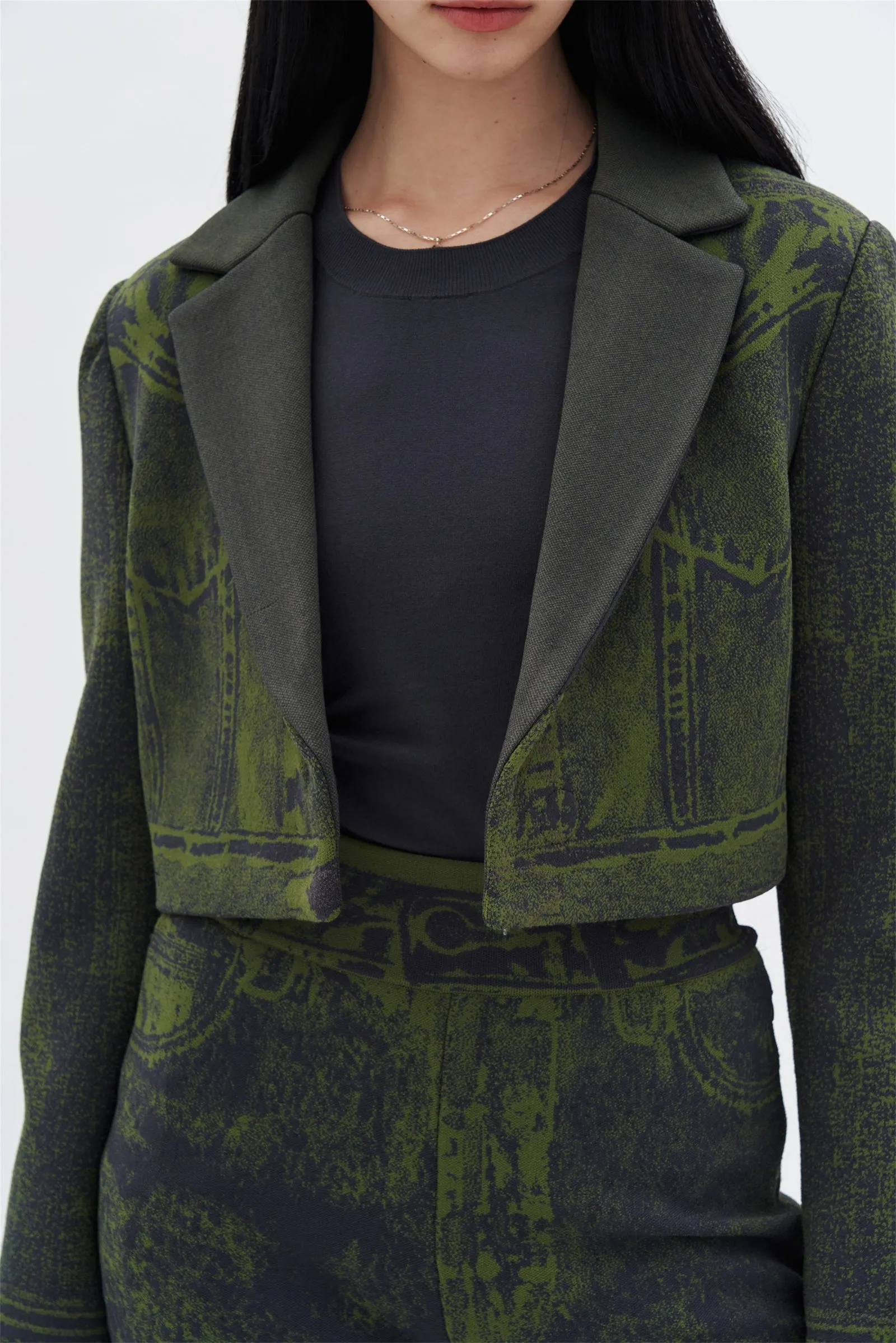 Street Comfort Stripe Look NUDI FAKE DENIM CROPPED JACKET