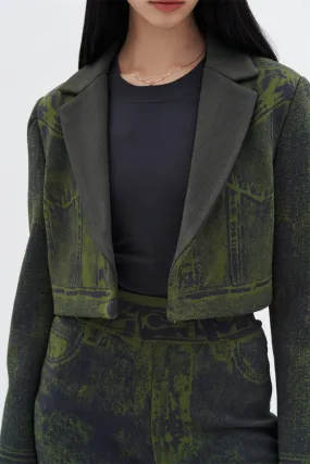 Street Comfort Stripe Look NUDI FAKE DENIM CROPPED JACKET