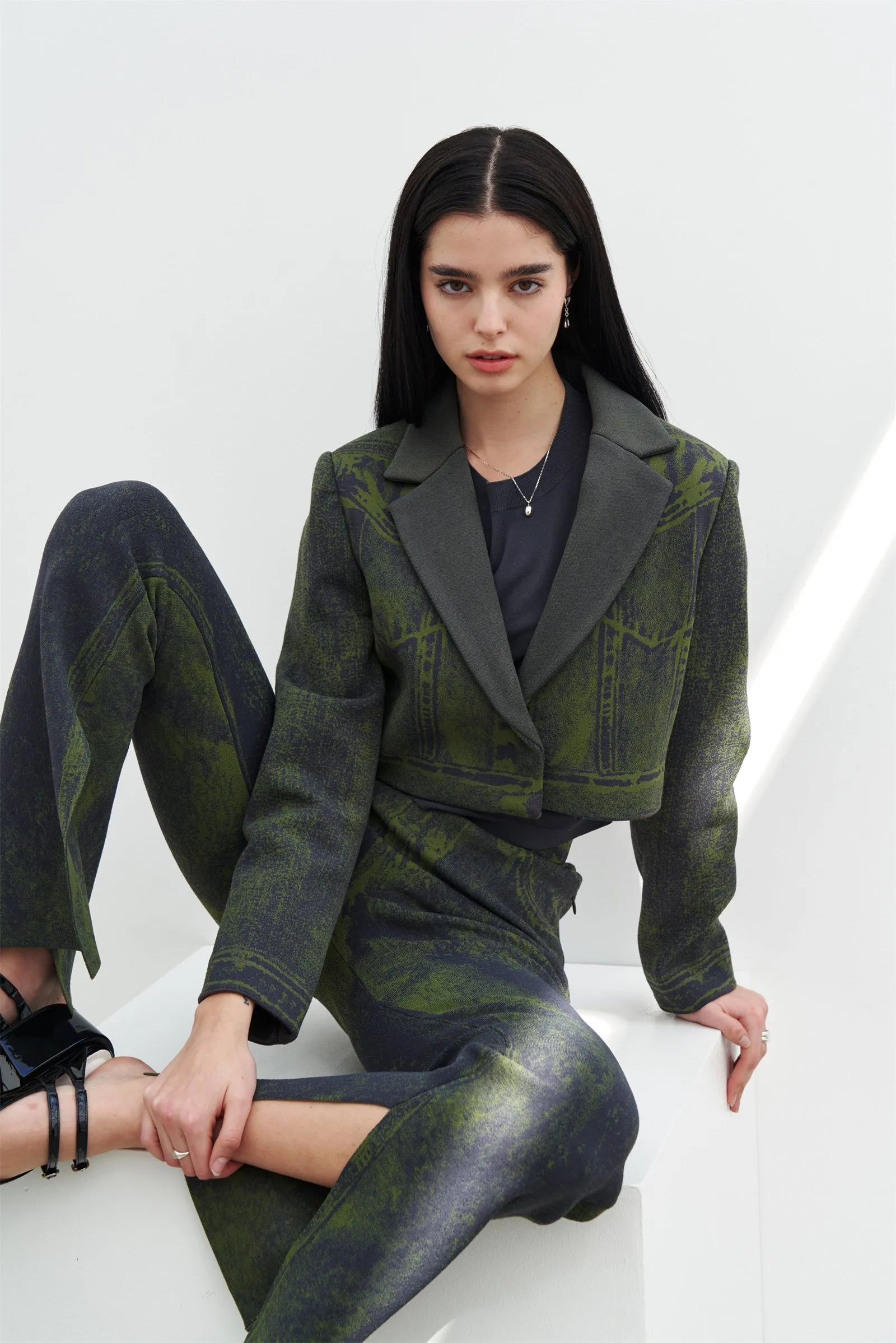 NUDI FAKE DENIM CROPPED JACKET Reinforced Stitching