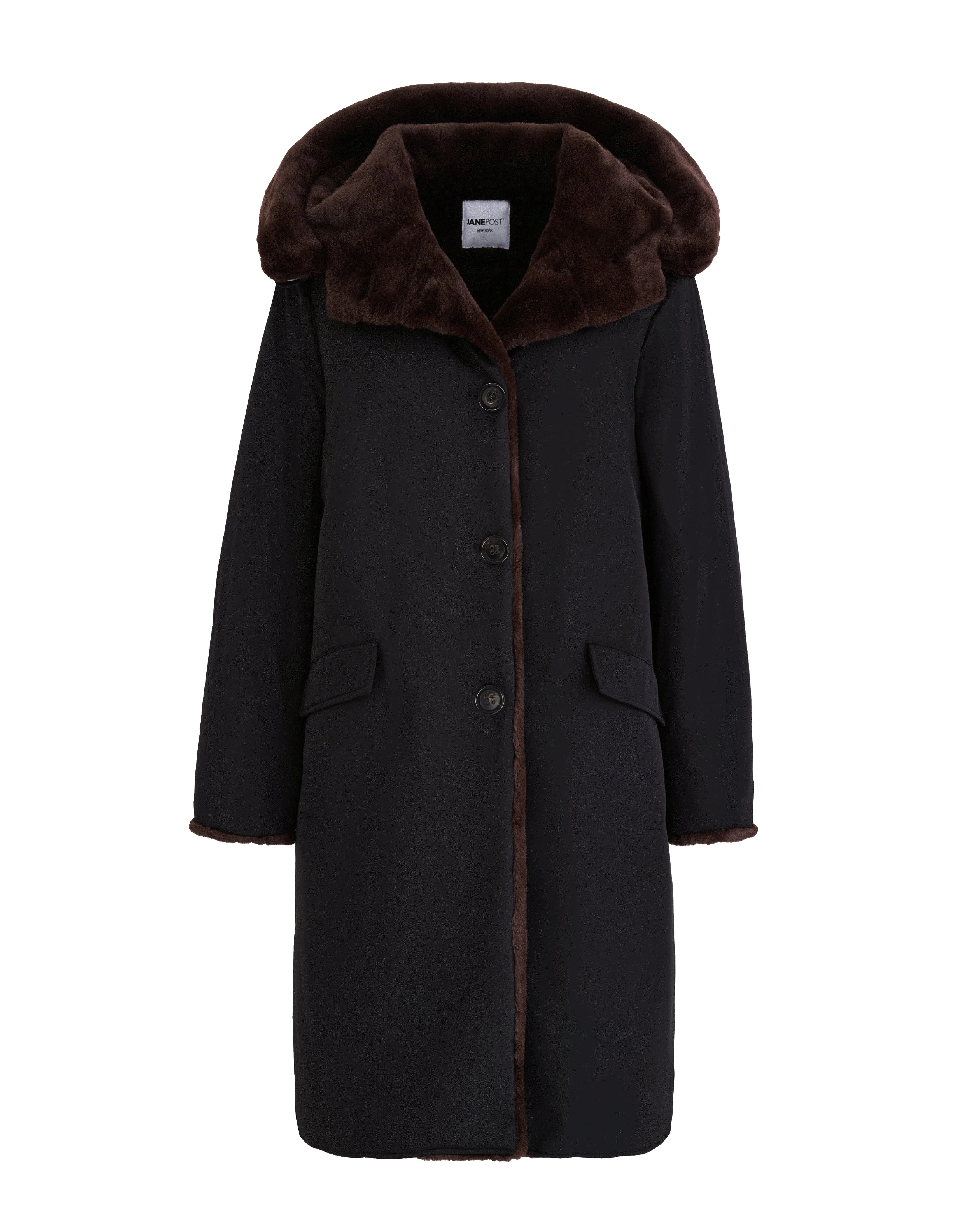 Pile Lined Storm Coat - Black Recycled Polyester Durable Chill Piece