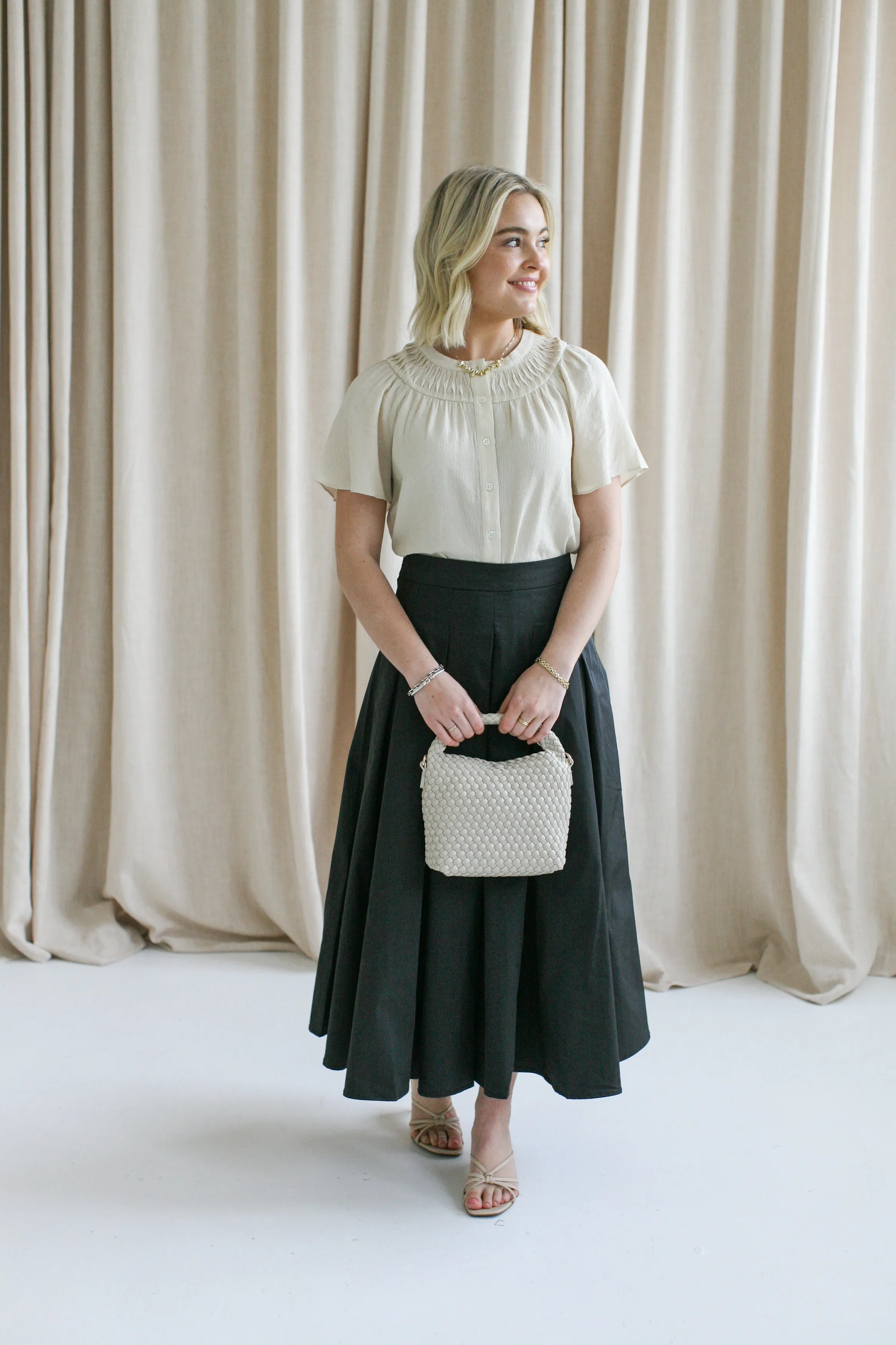 Artisan Print Sienna Black Midi Skirt