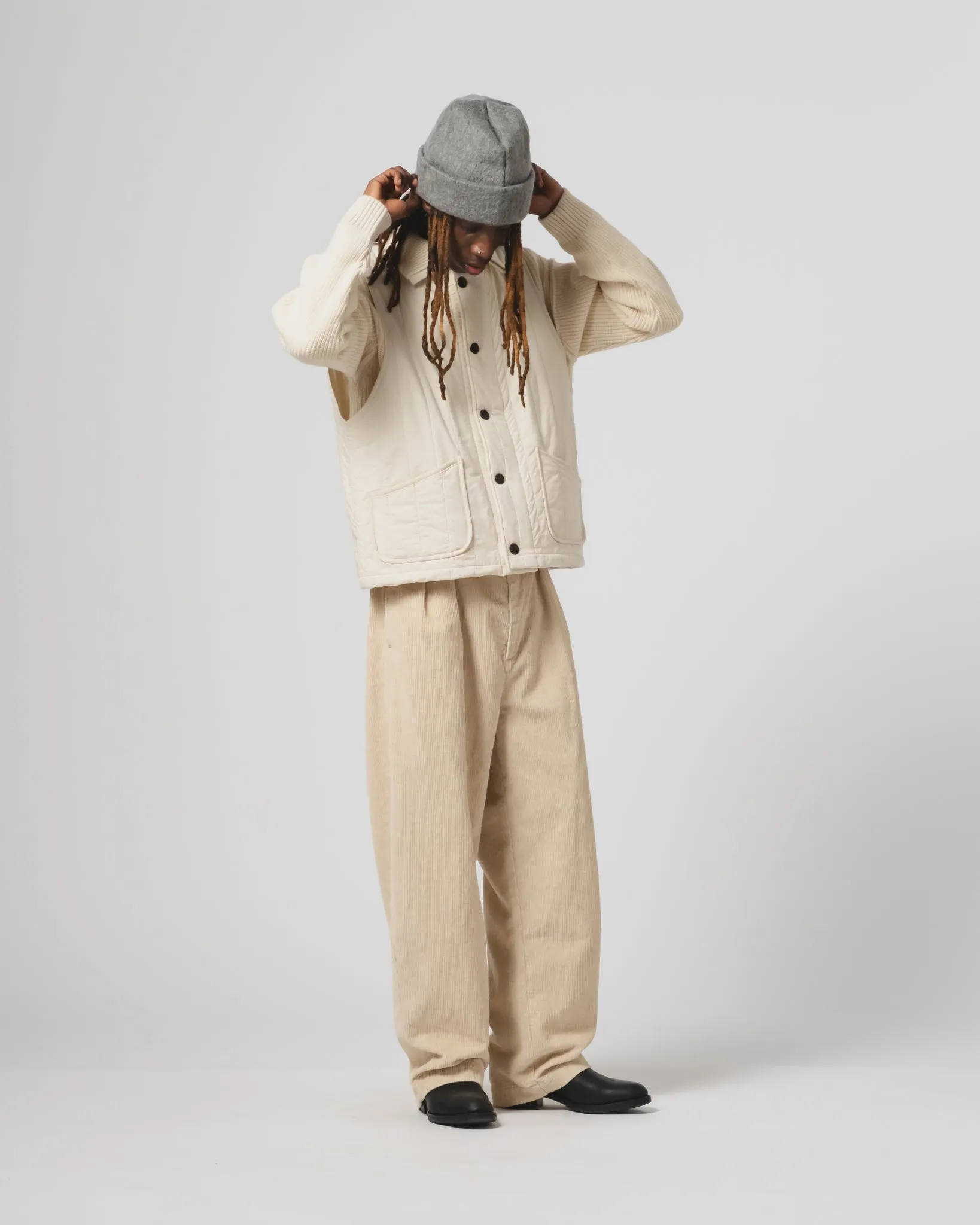 Barrage Vest Quilted Cotton Ecru ReinforcedStressPoints Heat Retention Layer