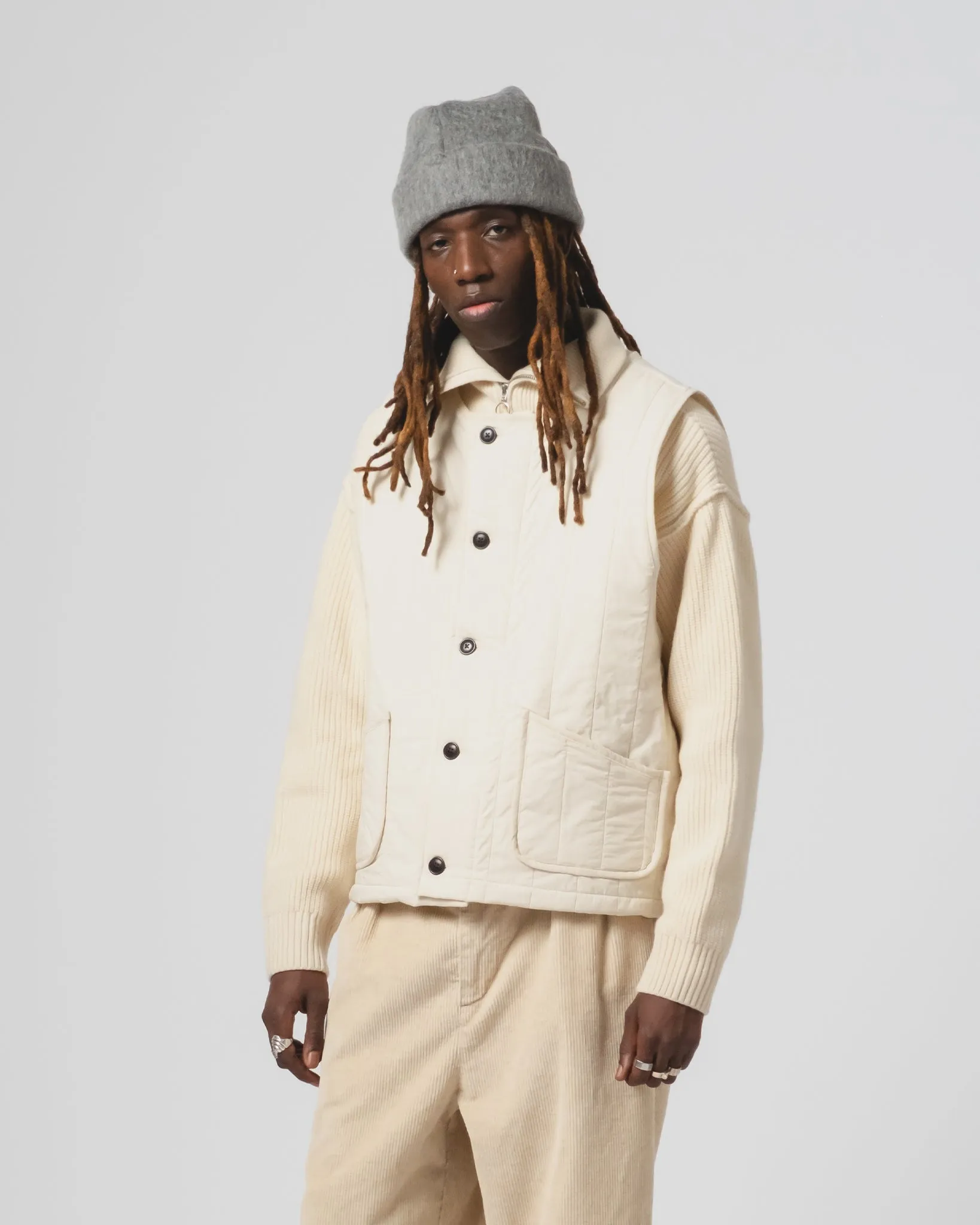 Barrage Vest Quilted Cotton Ecru OdorControl Treatment Layered Comfort Look