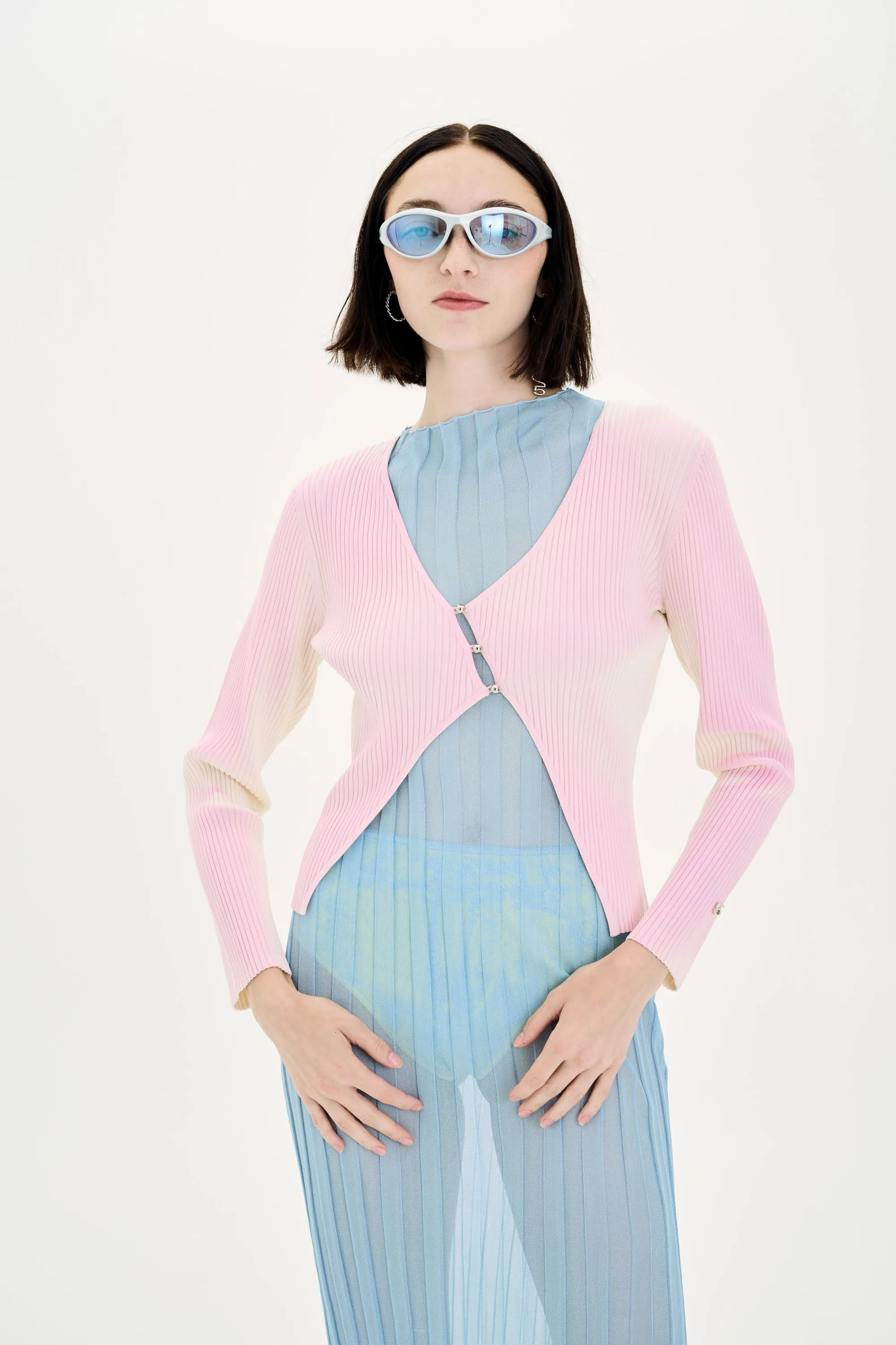 Cozy Texture Smooth Glide Fasteners KOA UV REACTIVE RIBBED CARDIGAN