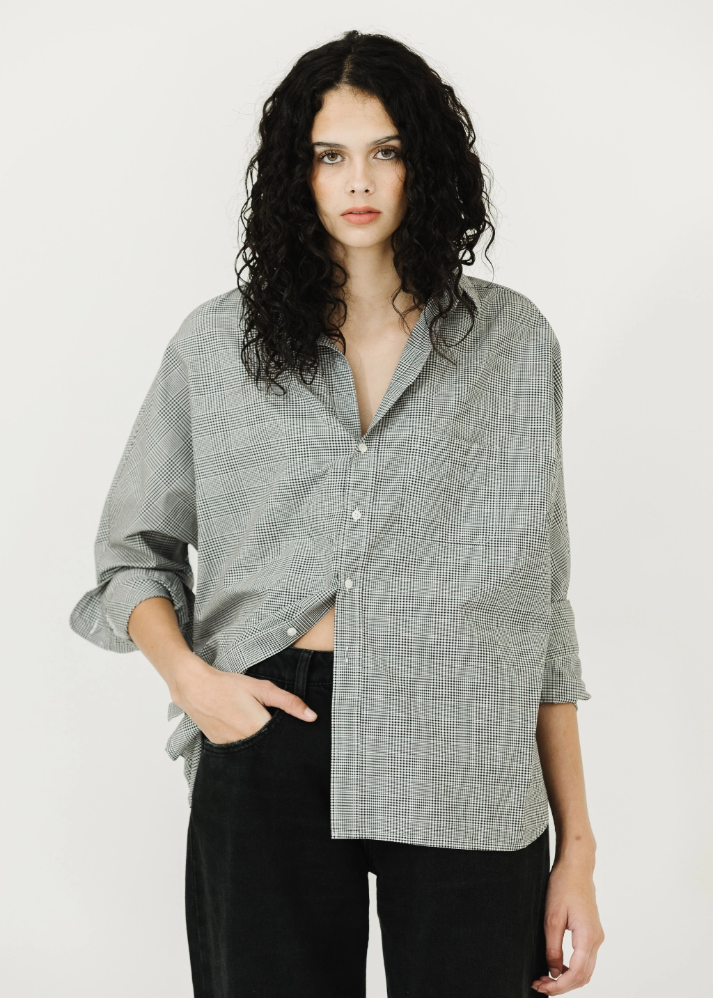 VentilatedMeshPaneling Frank & Eileen 'Oona' Button-Up in Black & White Plaid